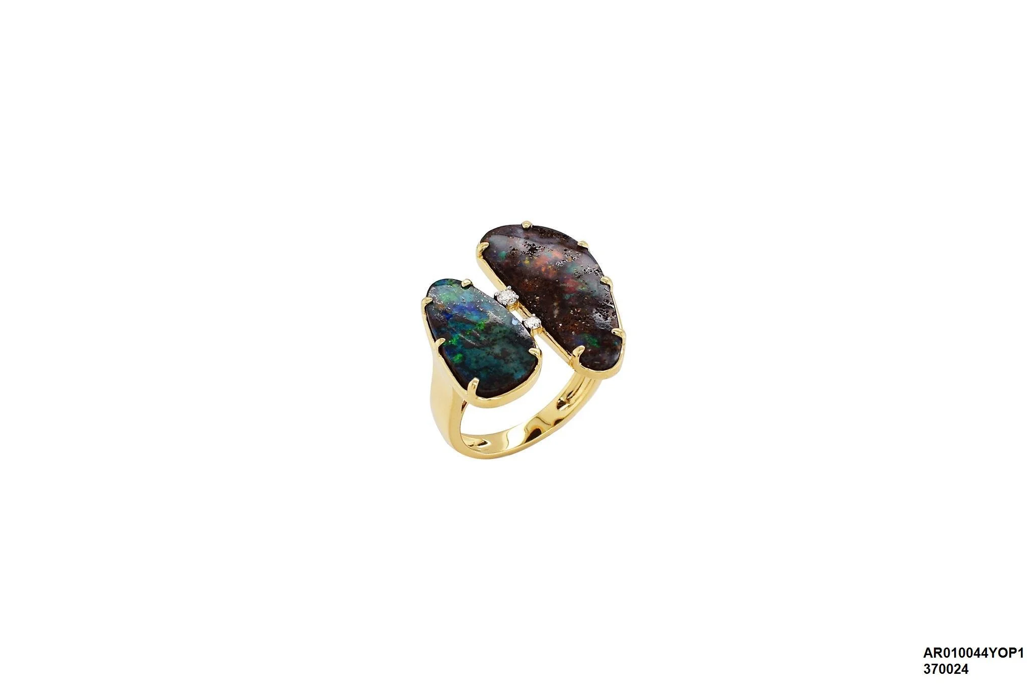 18 Karat Yellow Gold Boulder Opal ring with Diamonds - AR010044YOP1 #1B3T65