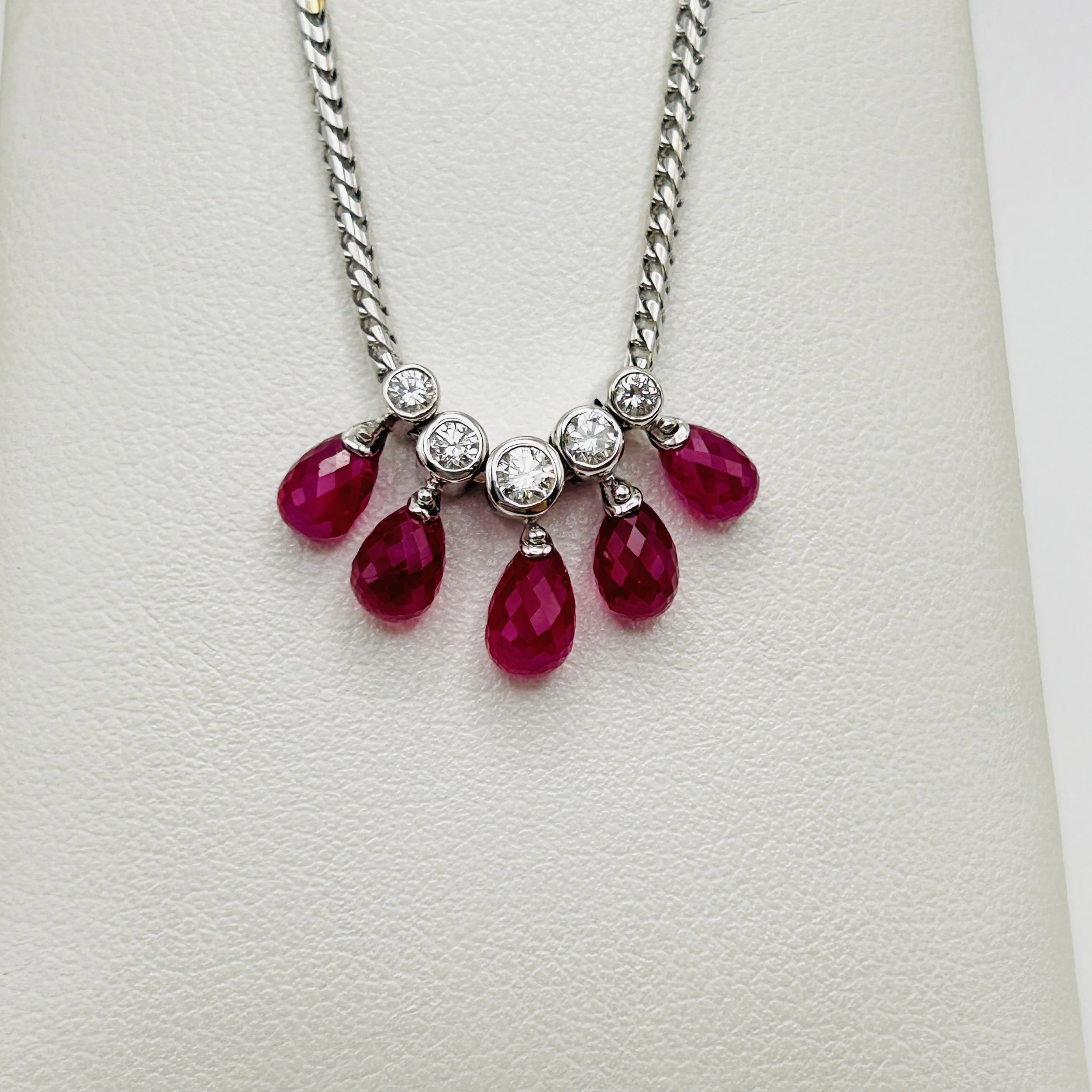 18 Karat White Gold Ruby Necklace with Diamonds - A4-192 #022130