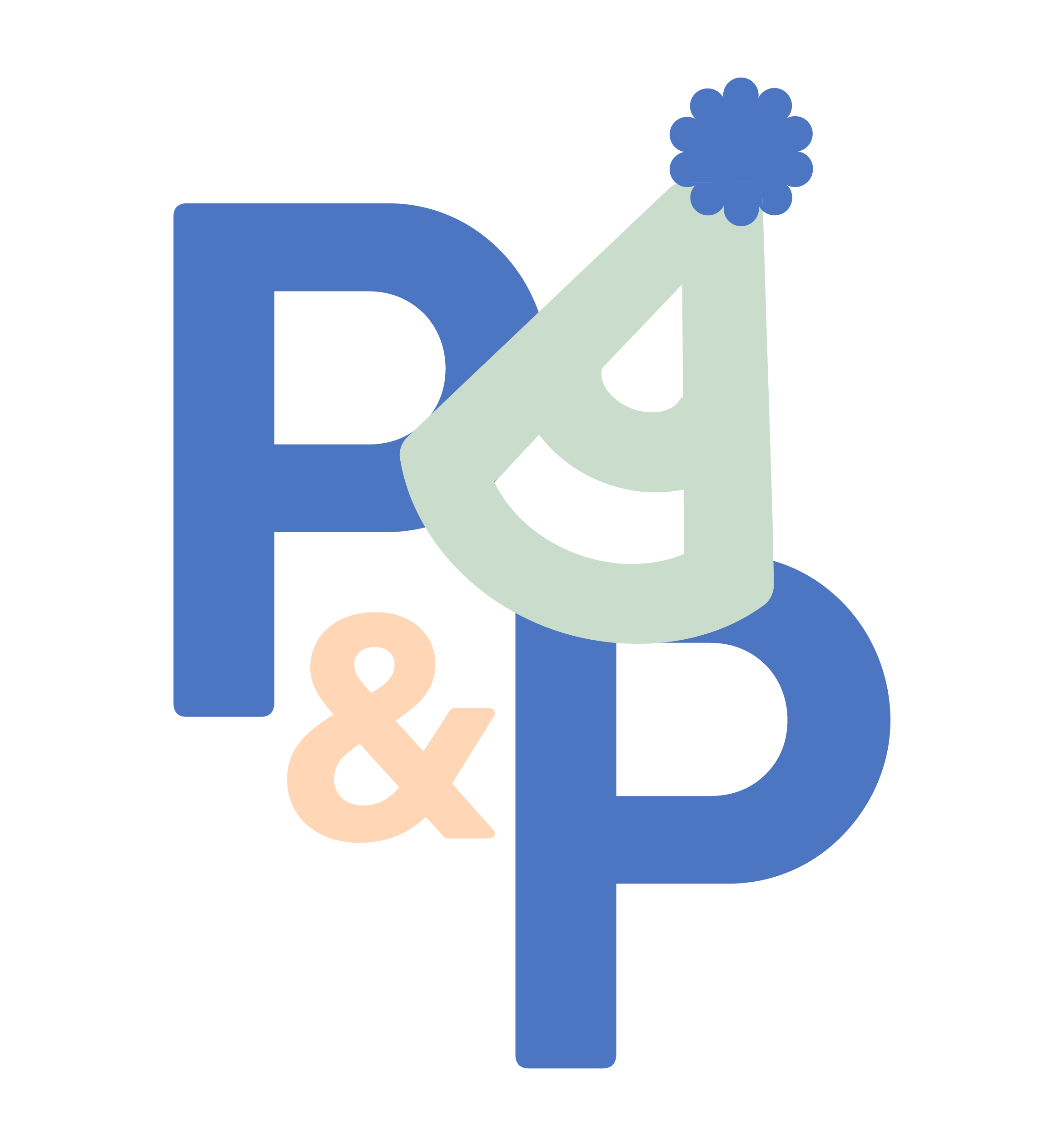 Festive P&P logo for Pep & Party Co. gifting studio.