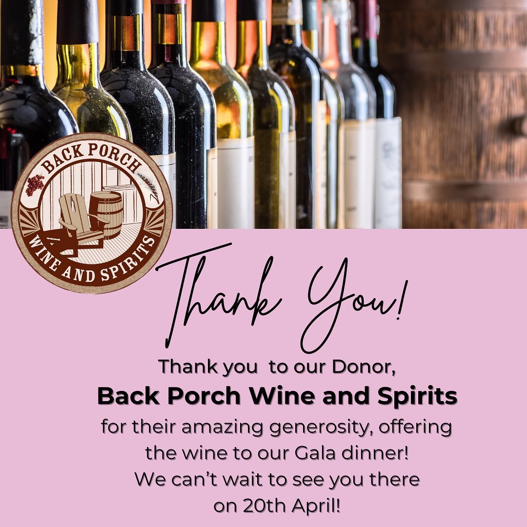 Thank you from the bottom of our hearts for your amazing generosity! On April 20th, during Gala, all the wine 🍷 is offered by @backporchwinespirits ! Make sure to check this local wine and liquor store!