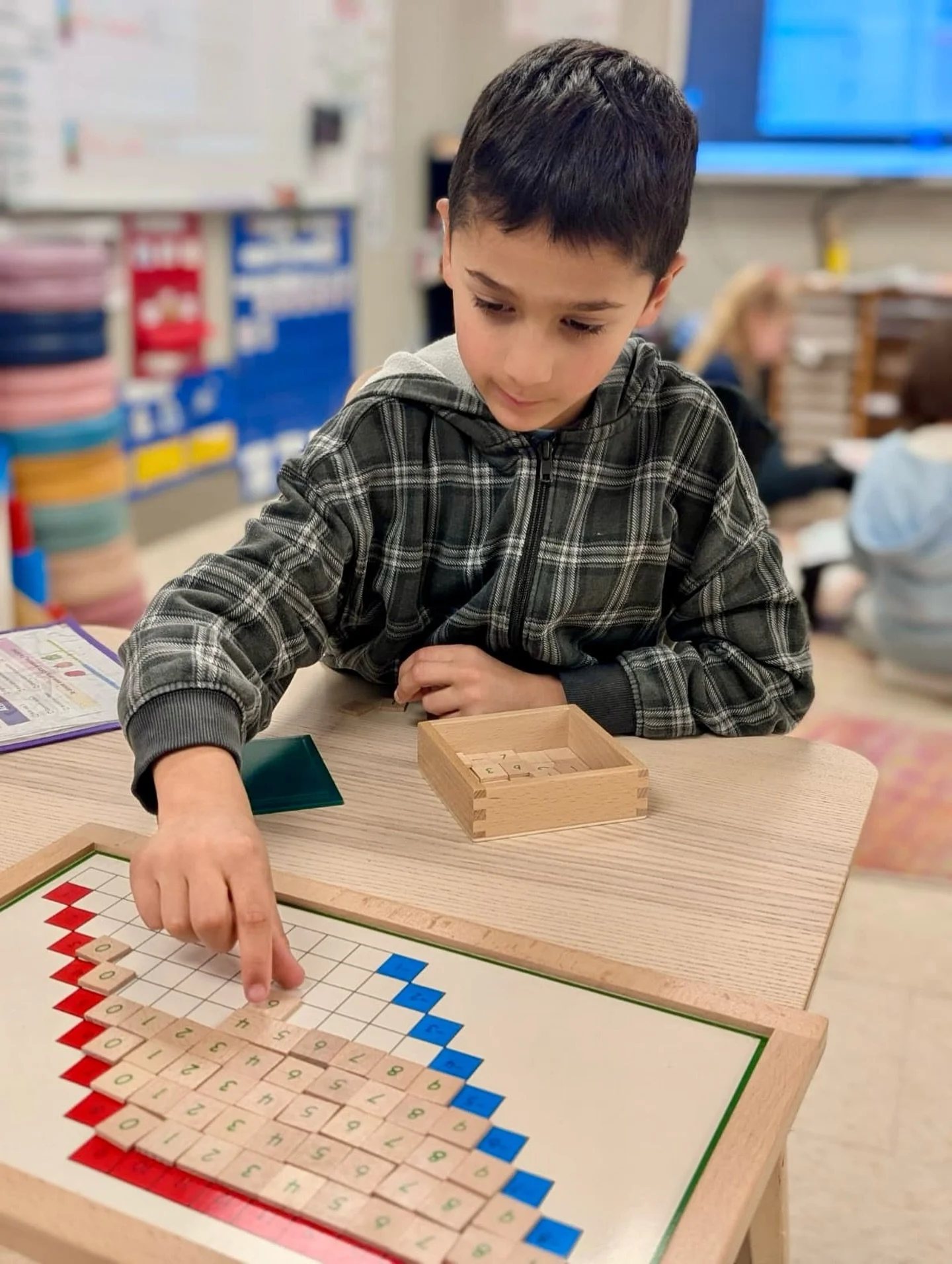 Hands-On Math Learning
This Montessori addition and subtraction board gives children a concrete way to understand math.
One side for addition, one for subtraction &mdash; each tile and grid helps make abstract concepts beautifully tangible.
A gentle,