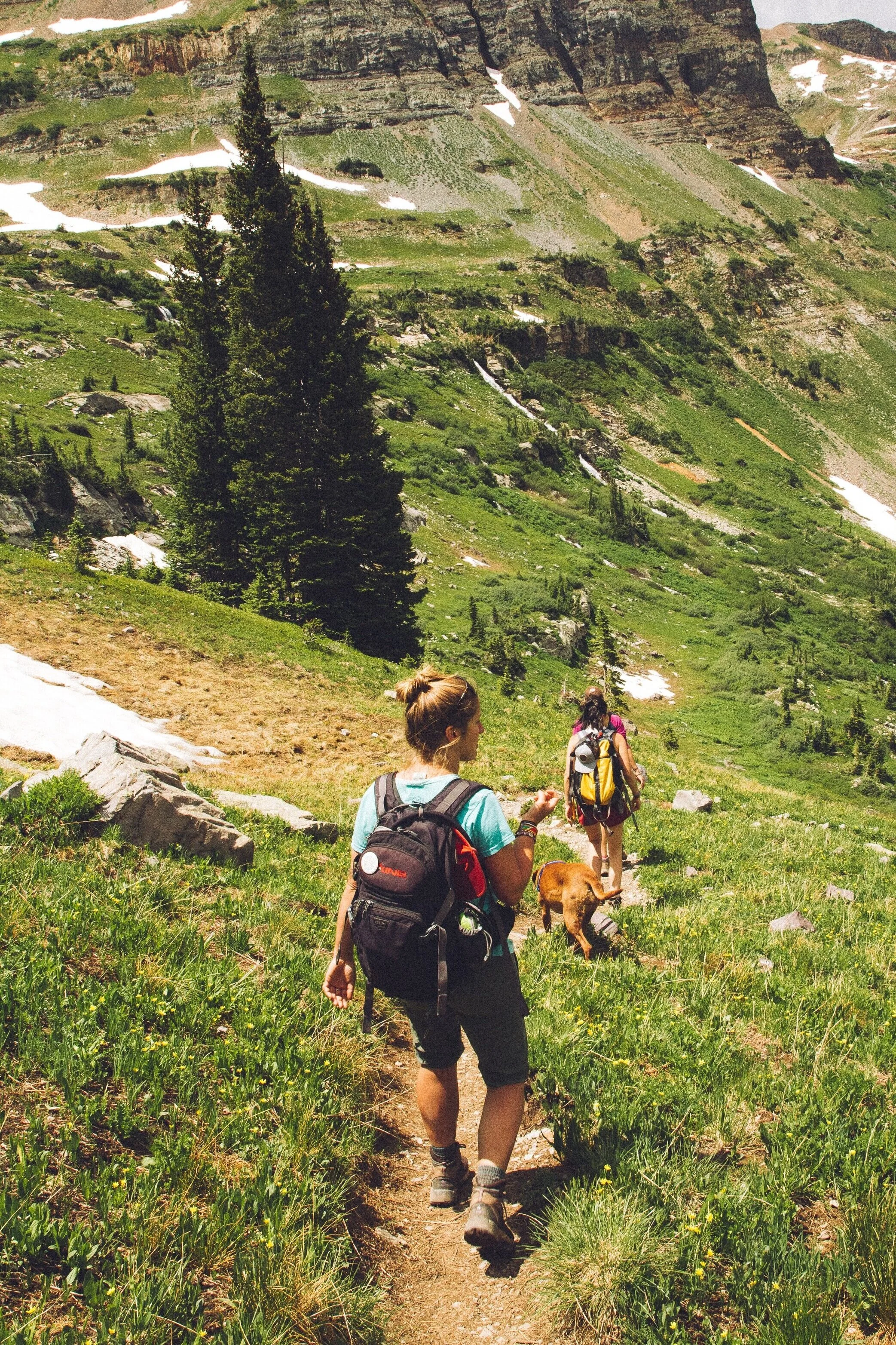 Hiking outdoors on a mountain during a beautiful day
