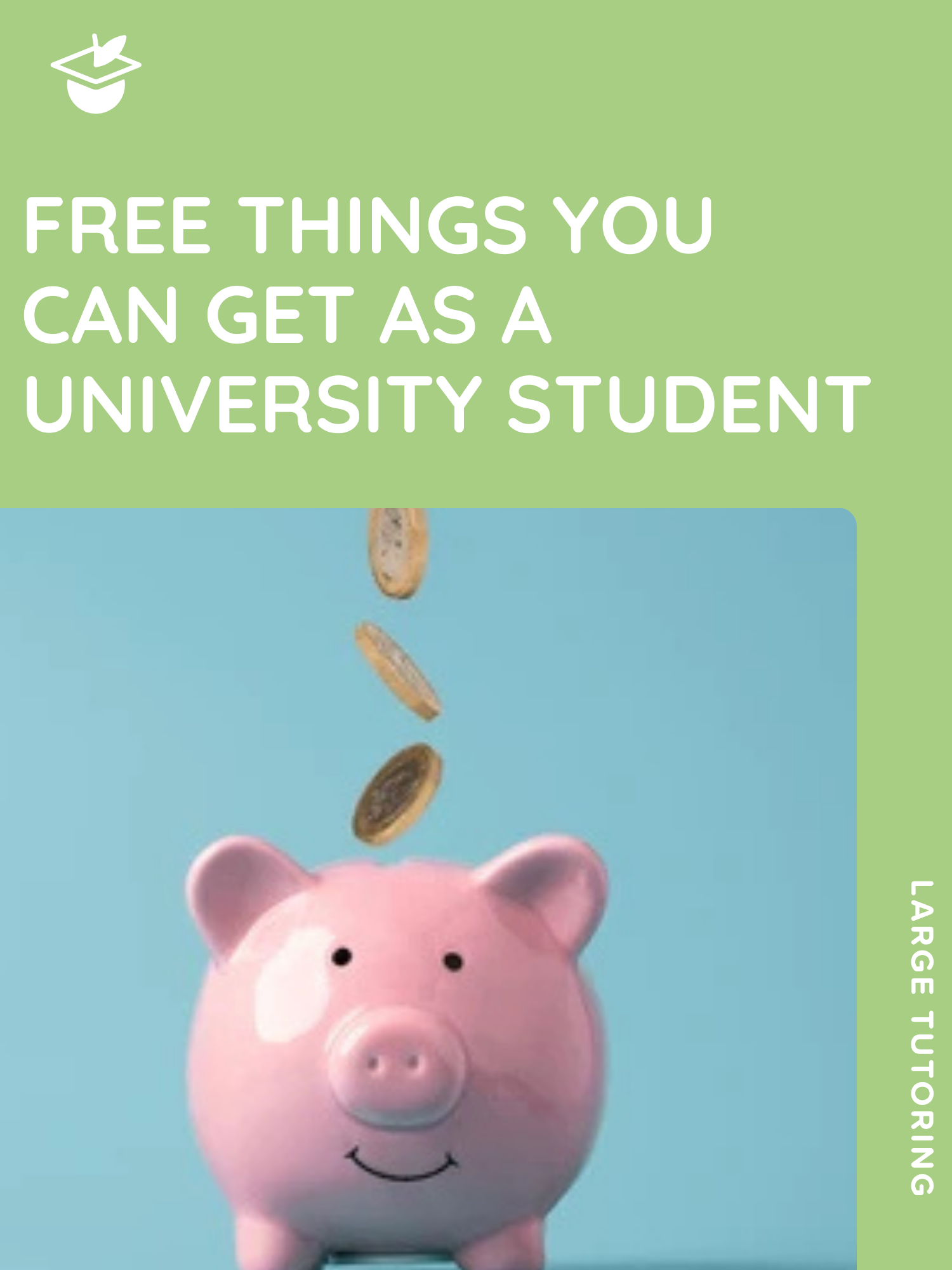 Pink piggy bank with coins falling into it against a blue background.