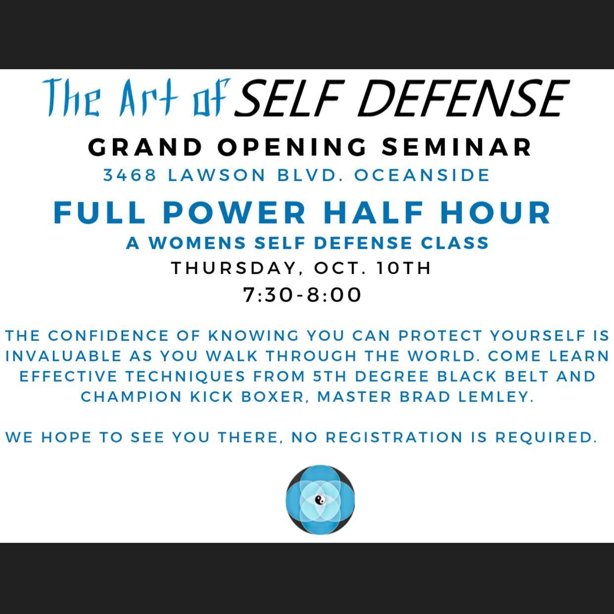 Free women&rsquo;s self defense class! No registration required! Just come down and have fun!