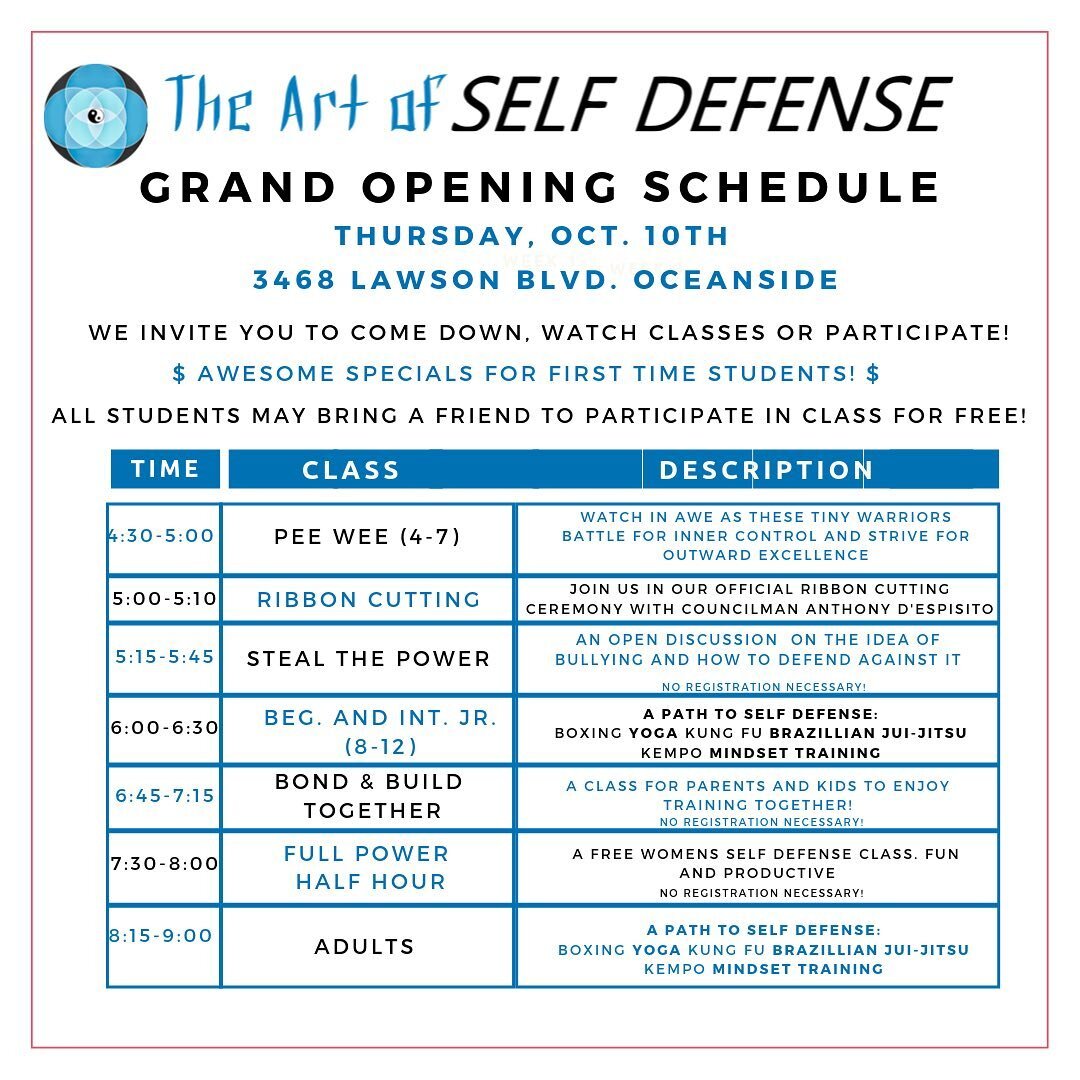 Grand opening schedule!!