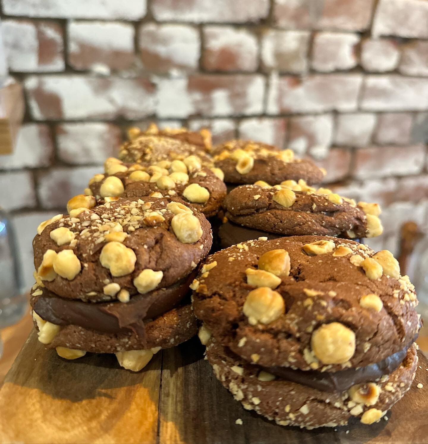 Housemade chocolate &amp; hazelnut cookie sandwich 🙌