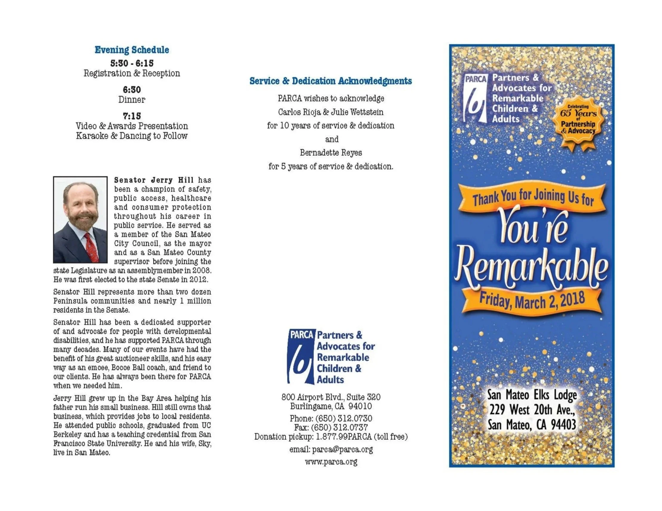 PARCA Awards Dinner Program — 2018 Cover
Exterior spread and cover design for PARCA’s 2018 annual awards dinner program, created to set the tone for a celebratory fundraising event honoring community, advocacy, and achievement.