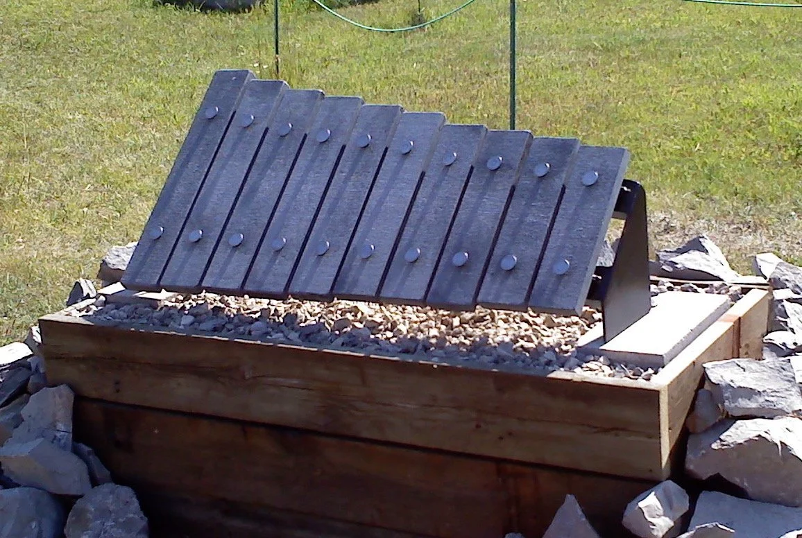 My first Lithophone installation at Raven Hill Discovery Center in 2009.  It is C Major scale, with an additional C6 and D6
