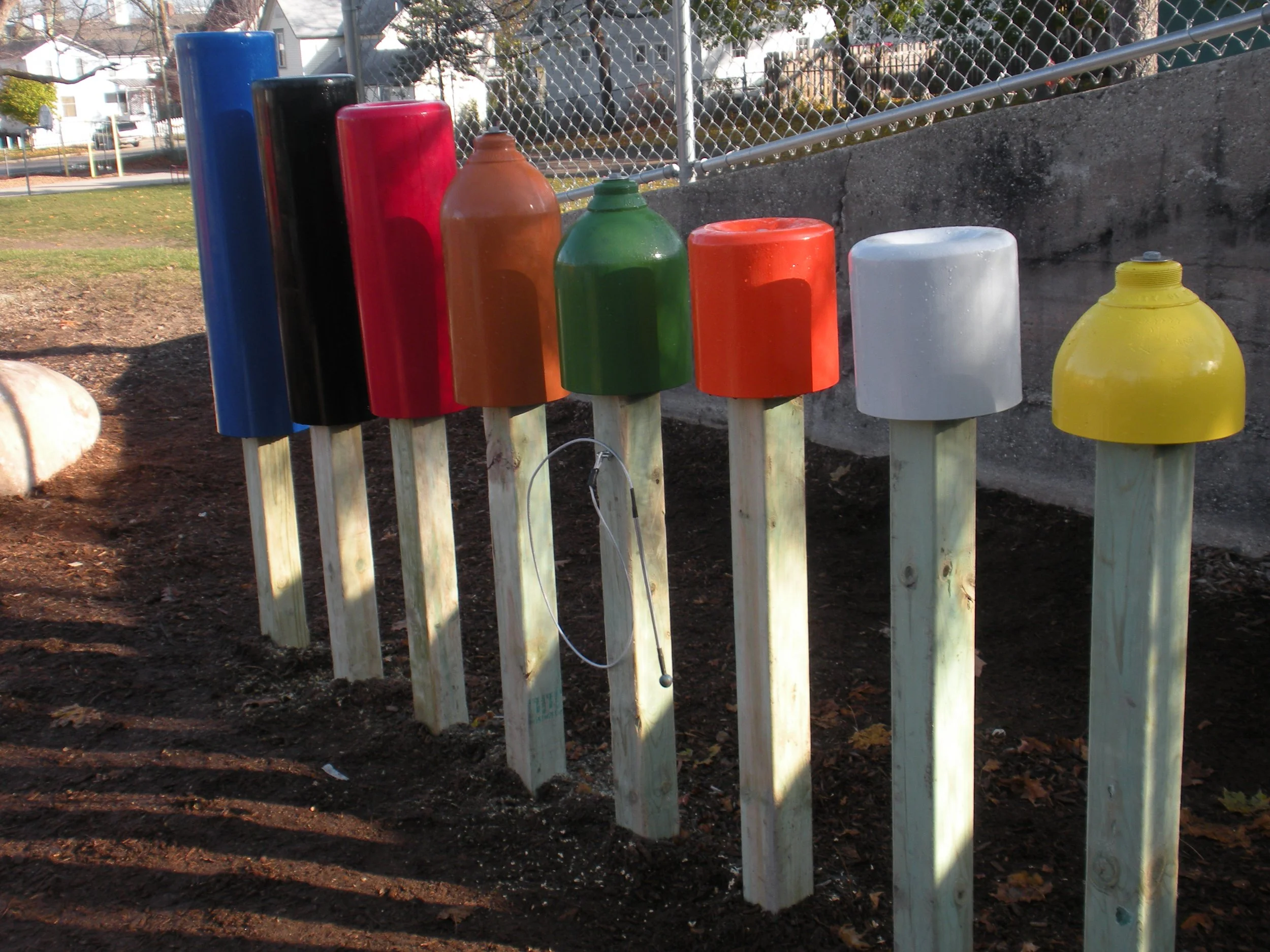 The second set of bells I made,  and the first octave.  This set was installed in the playground of Petoskey Central Elementary School 