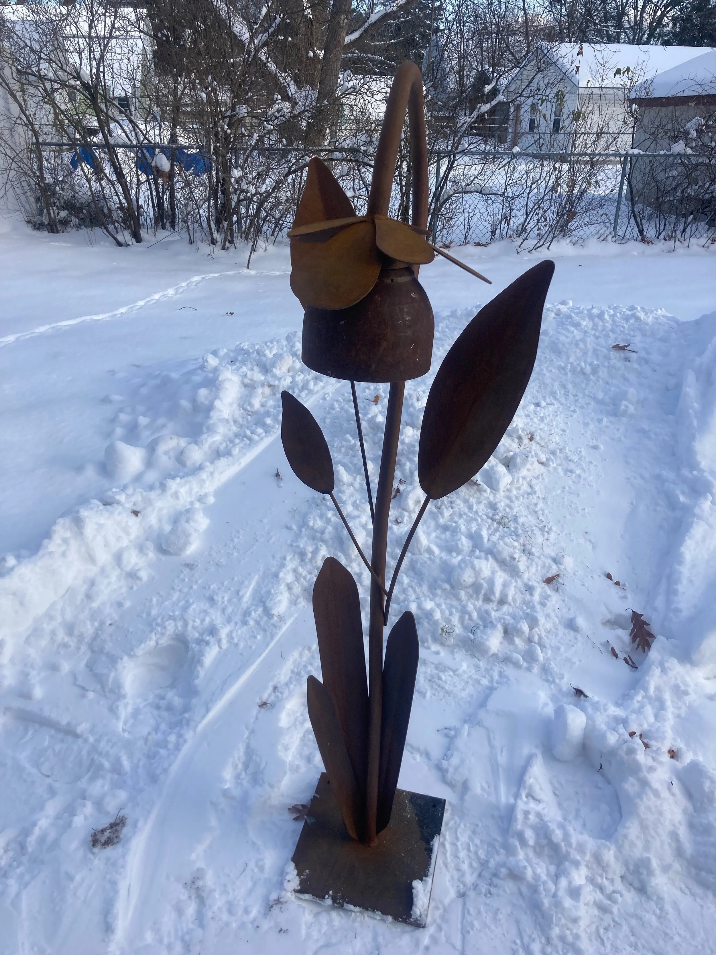 Weathered Steel Flower Bell