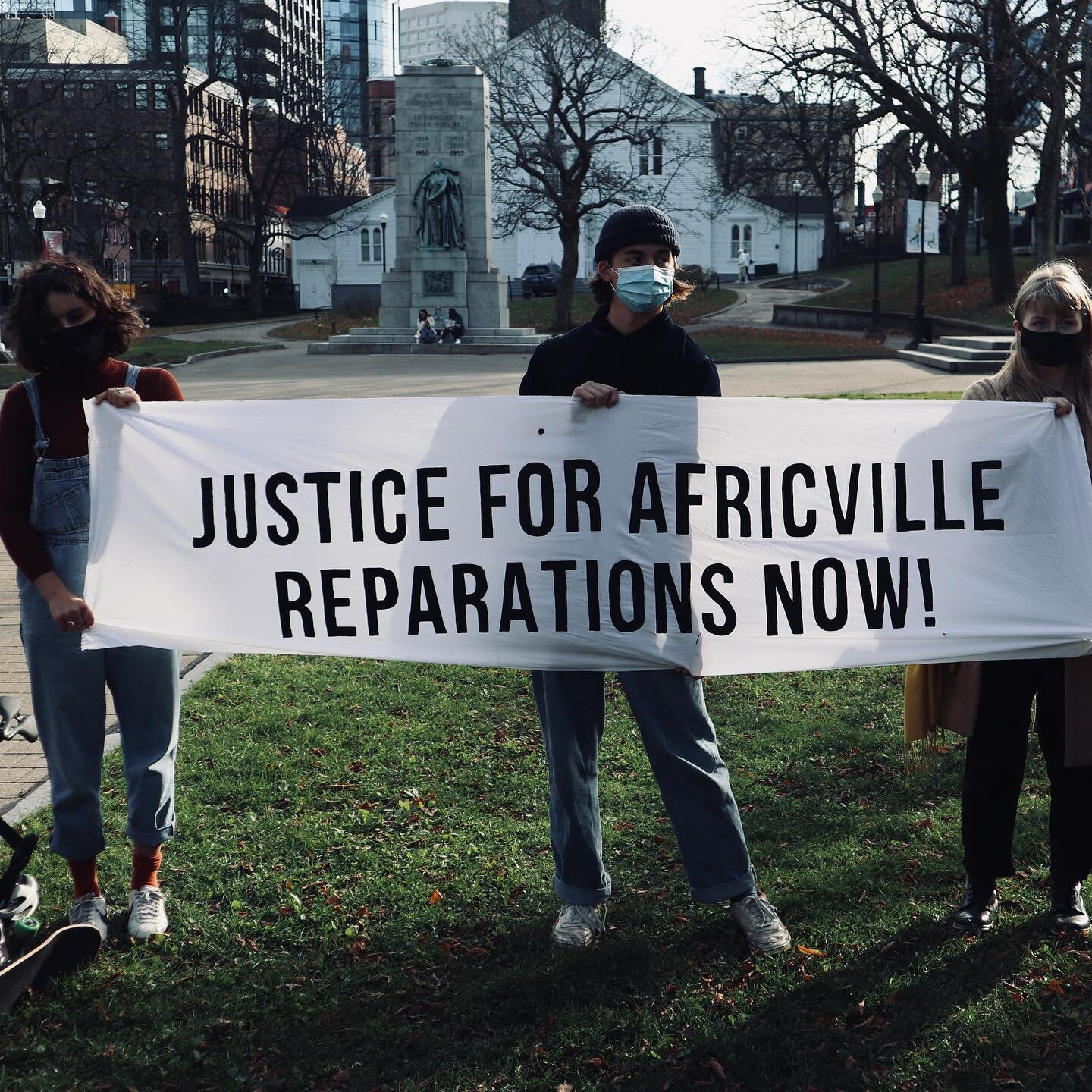 Over 100 people showed up at City Hall today to demand Justice for Africville and Reparations Now! Link in bio to take action 🎯