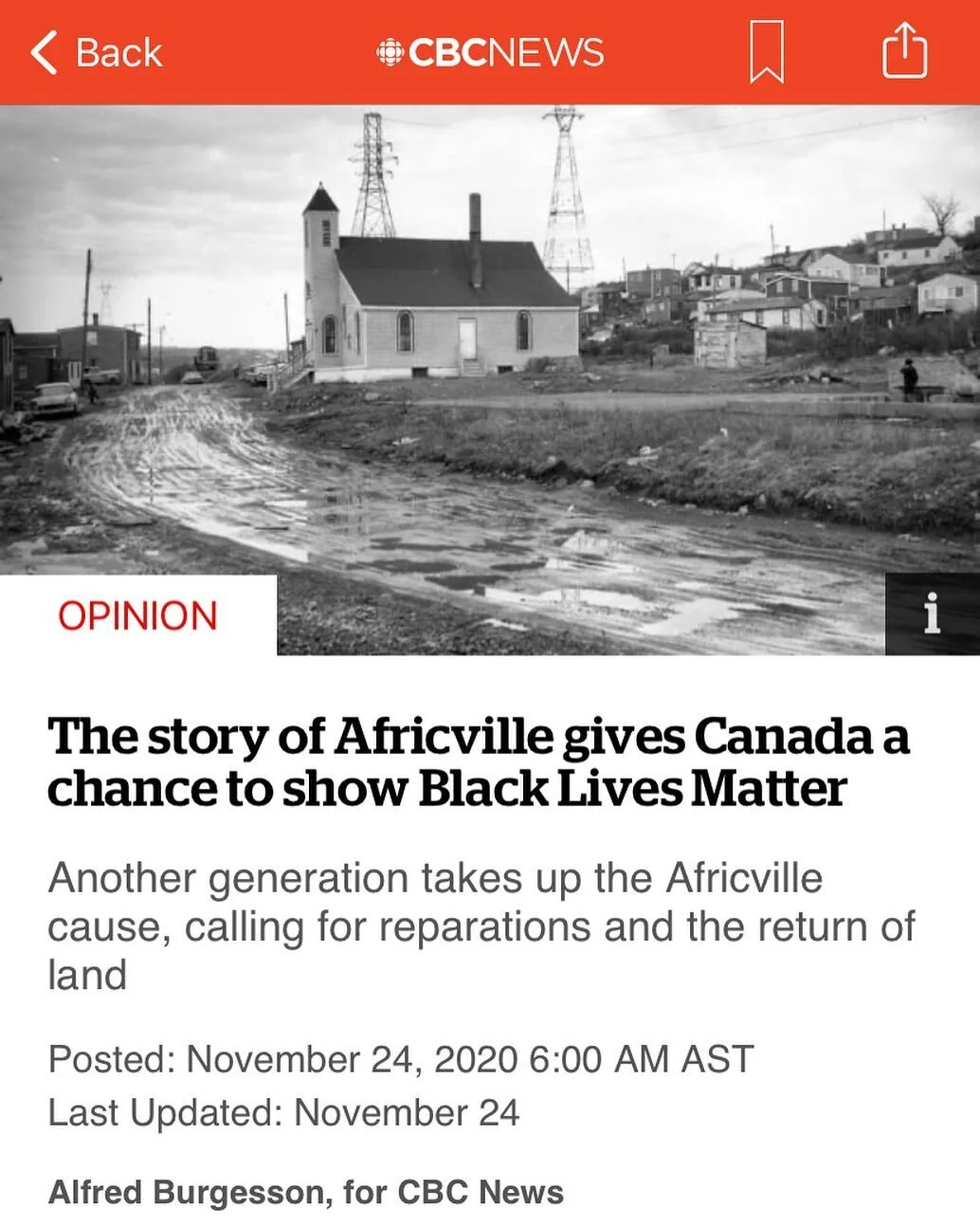 Read our latest opinion w/ @cbcns: The story of Africvill gives Canada a chance to show Black Lives Matter ✊🏾 link in bio to read more. @cbc @cbcnews #JusticeforAfricville #BlackLivesMatter #BeingBlackInCanada