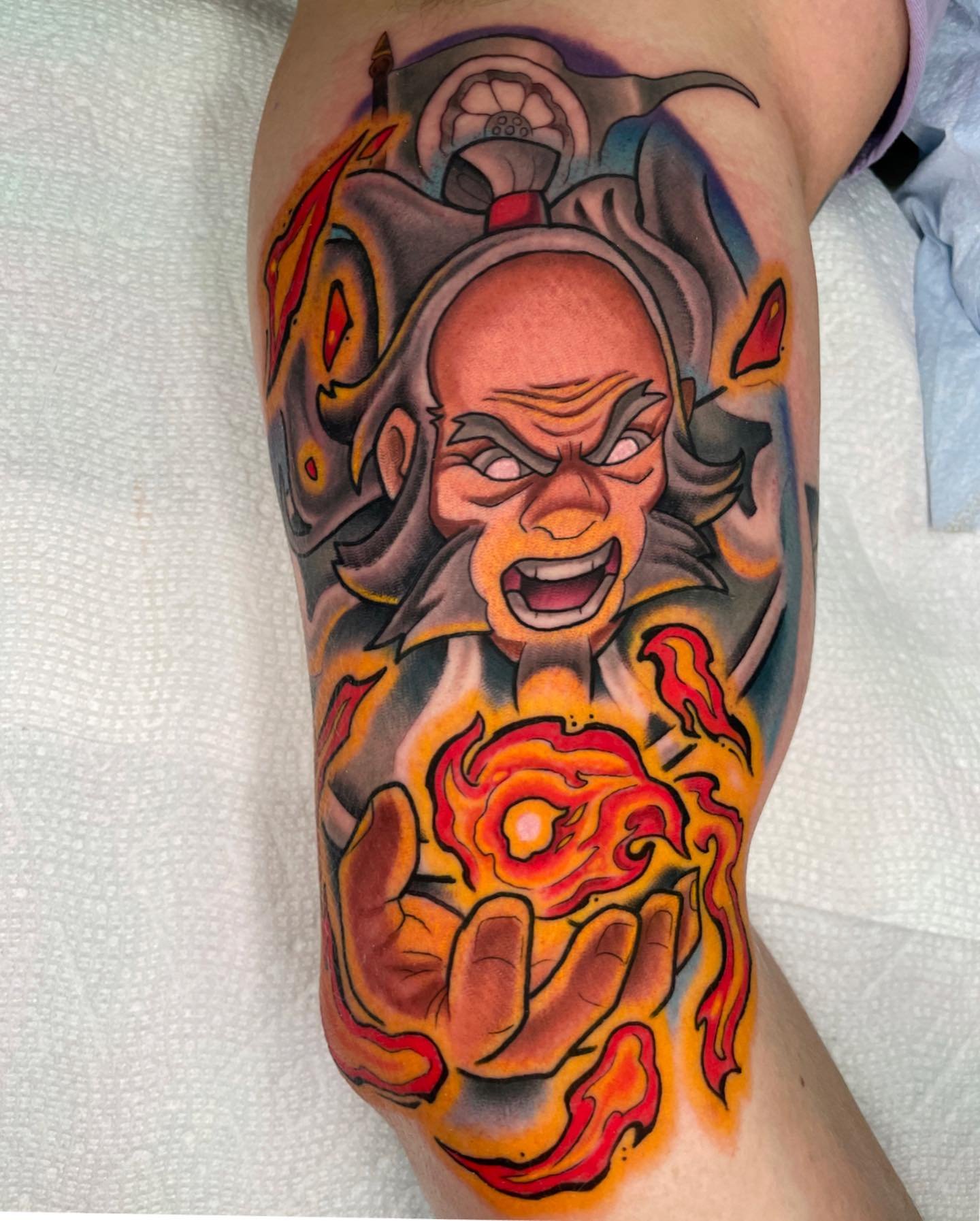 Got to tattoo this guy off my up for grabs wall!!! Thanks Noah 

#avatarthelastairbender #avatarthelastairbendertattoo #uncleirohtattoo #anime #animetattoo #yournewfavoriteink