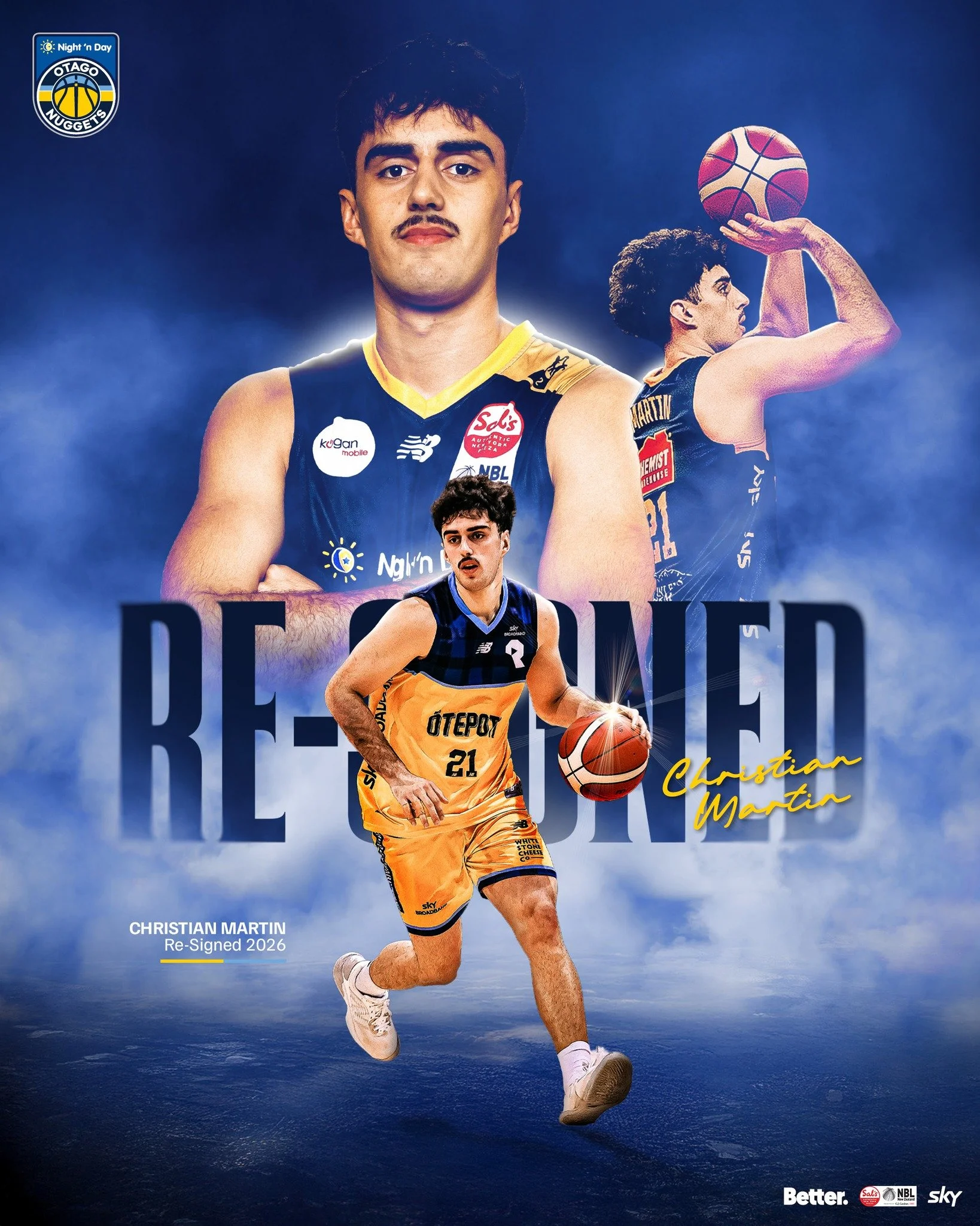 Christian Martin returns for year two in the blue and gold 💙💛

Energy on both ends and a sniper from deep 🎯
Back-to-back Tall Blacks 3x3 selection 👊

He&rsquo;s back 🔥

🎟️ Get your tickets here: https://www.iticket.co.nz/events/2026/apr/otago-n