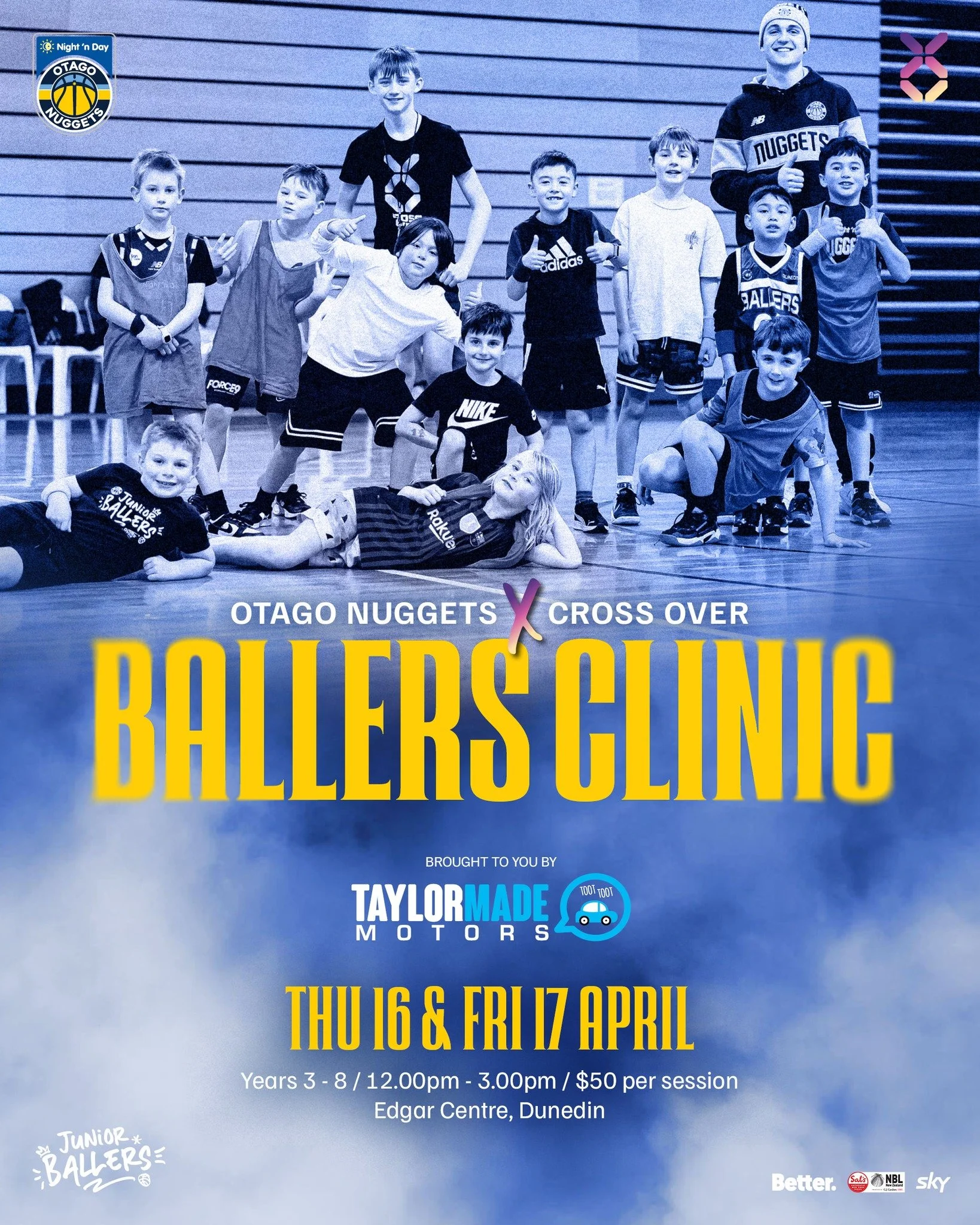 School Holiday Basketball Camp 🏀

Join us April 16th &amp; 17th at the Edgar Centre for two afternoons of skills, games and fun.

🗓️ April 16&ndash;17
⏰ 12pm&ndash;3pm
📍 Edgar Centre

In conjunction with Cross Over Basketball
Proudly brought to yo