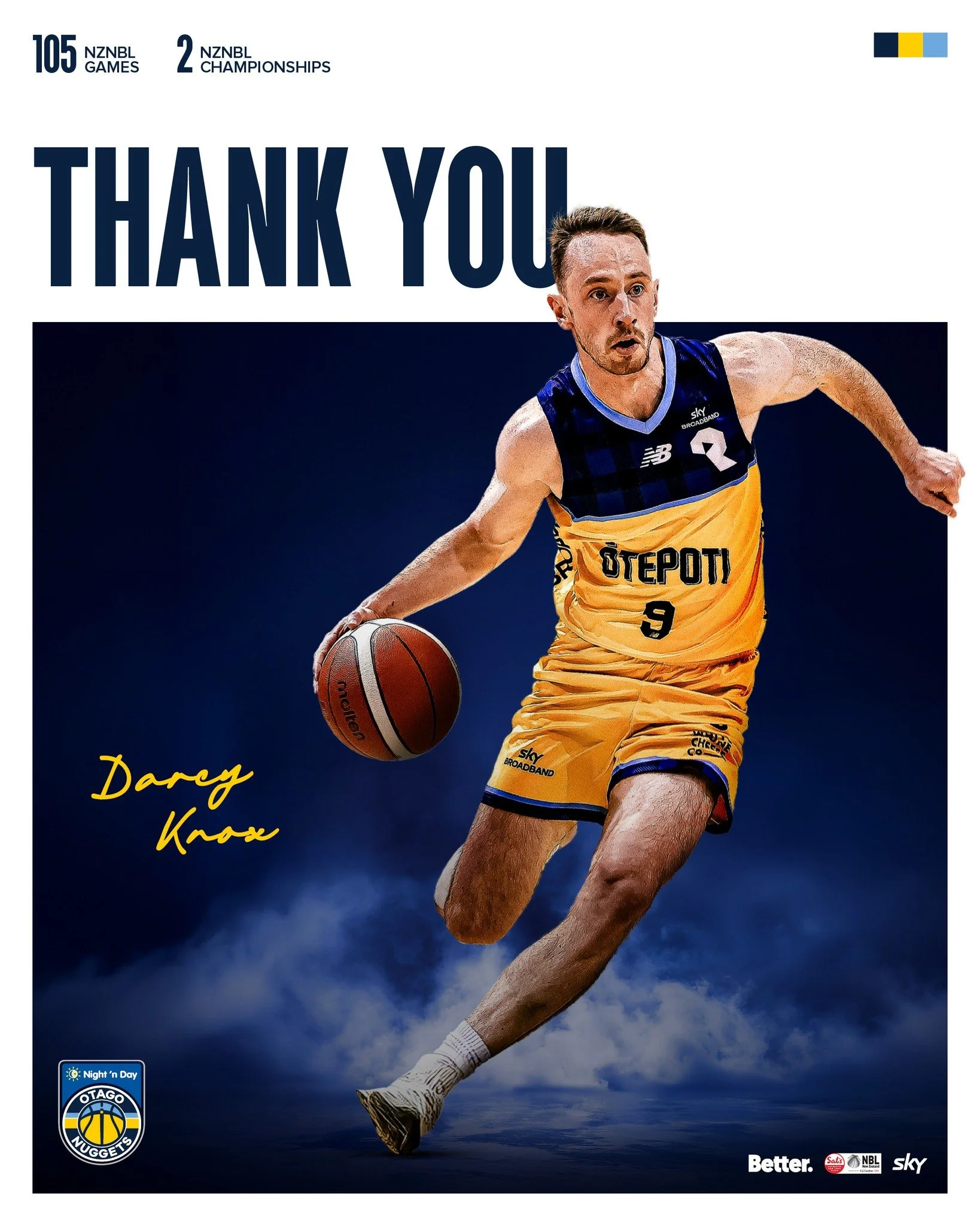 ⚡ Darcy Knox

A century in blue and gold 💯🏀

Darcy Knox hit the 100-game milestone last season - a testament to his commitment and contribution to the Nuggets over time.

Now continuing his journey in Perth in the NBL1 competition, we want to ackno
