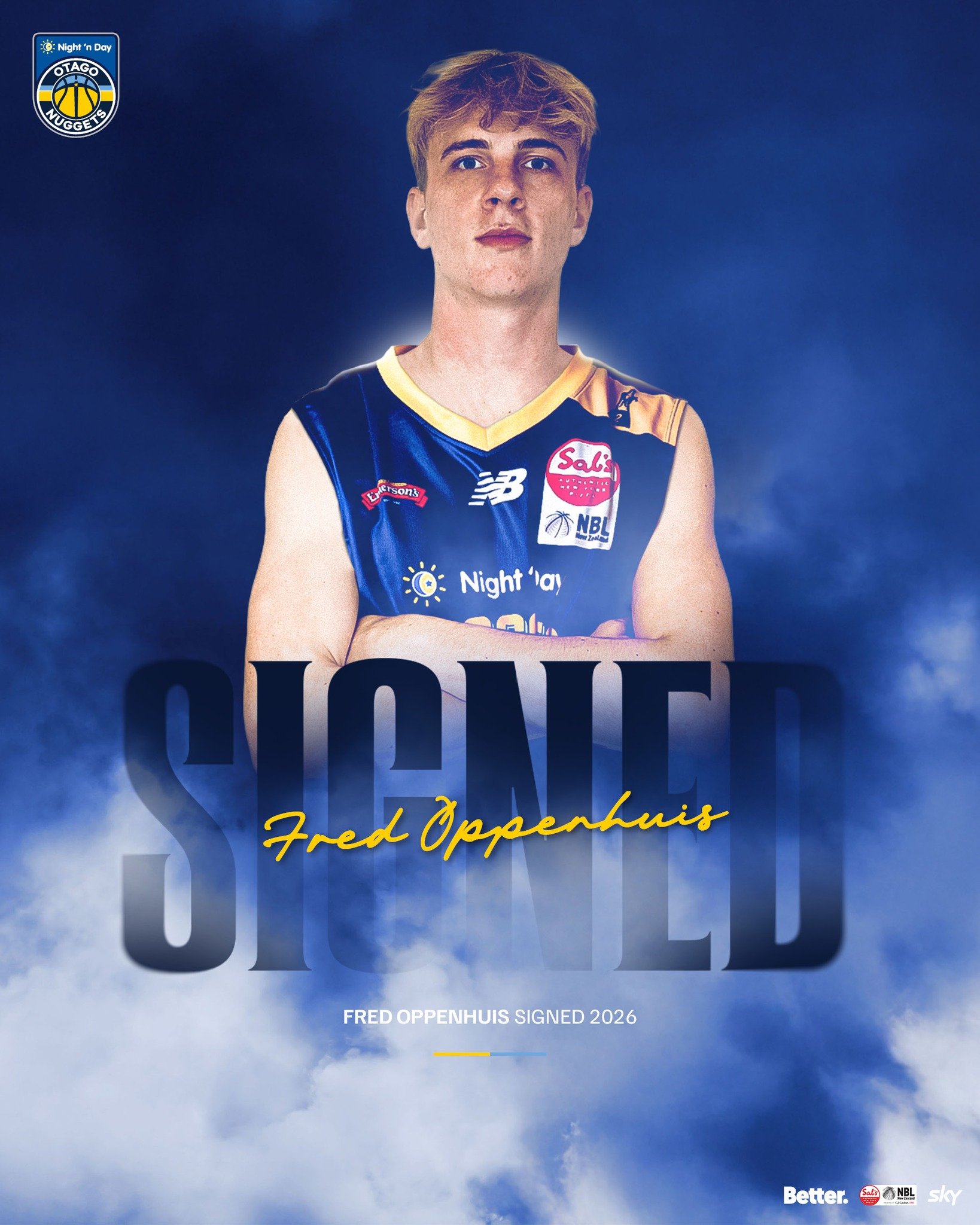 Welcome to the Nuggets, Fred Oppenhuis 💙🏀

Standing at 6&rsquo;7&rdquo;, Fred joins us as a talented young big with plenty of upside.
A first-year uni student, Fred comes out of Wellington College, where he helped lead the school to a Secondary Sch