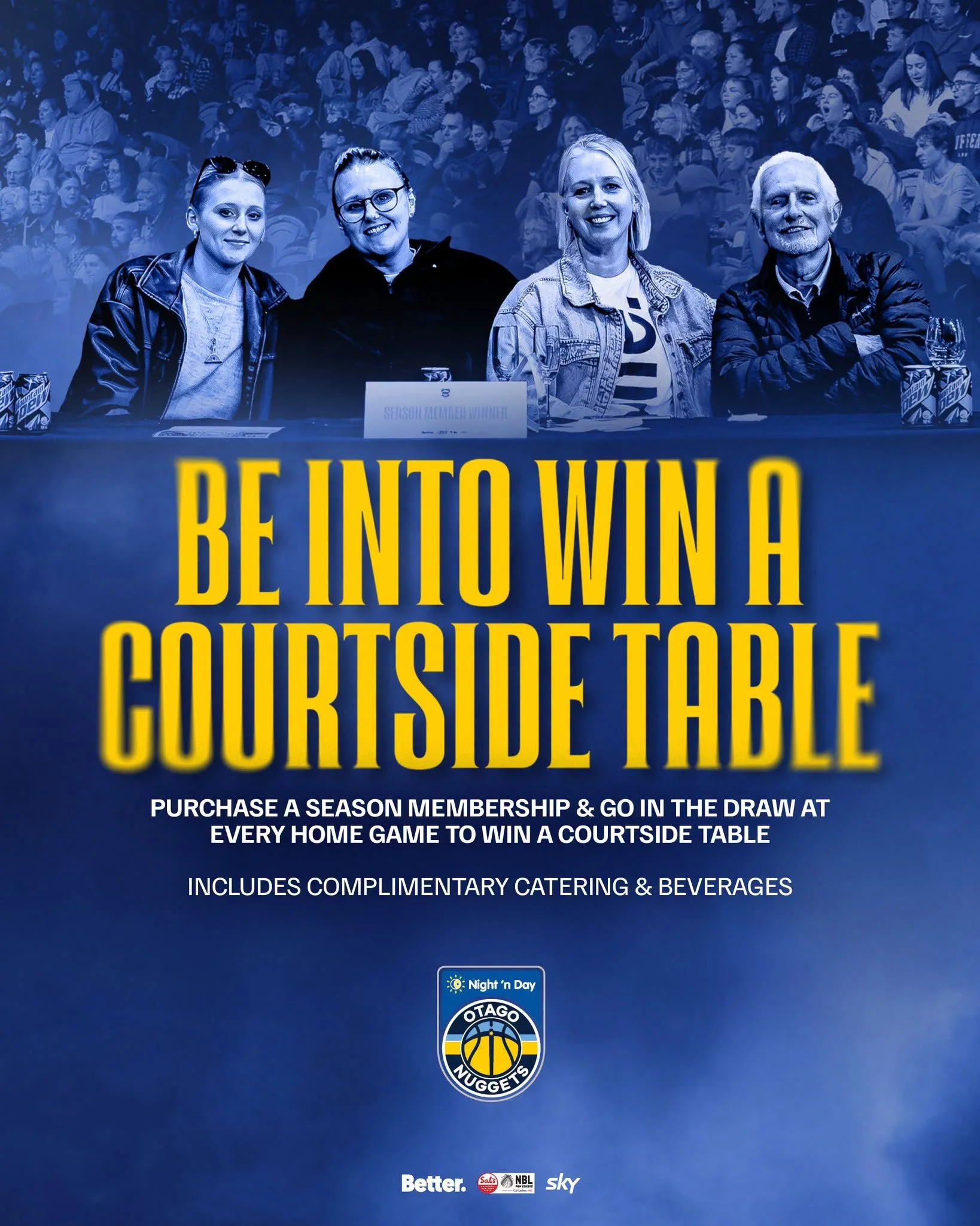 🔥 WIN THE ULTIMATE GAME NIGHT EXPERIENCE 🔥

Purchase a 2026 Nuggets Season Membership and go in the draw at every home game to win a Courtside Table for 4🏀🍕🍻

Enjoy the game in style with complimentary catering and beverages thanks to our amazin