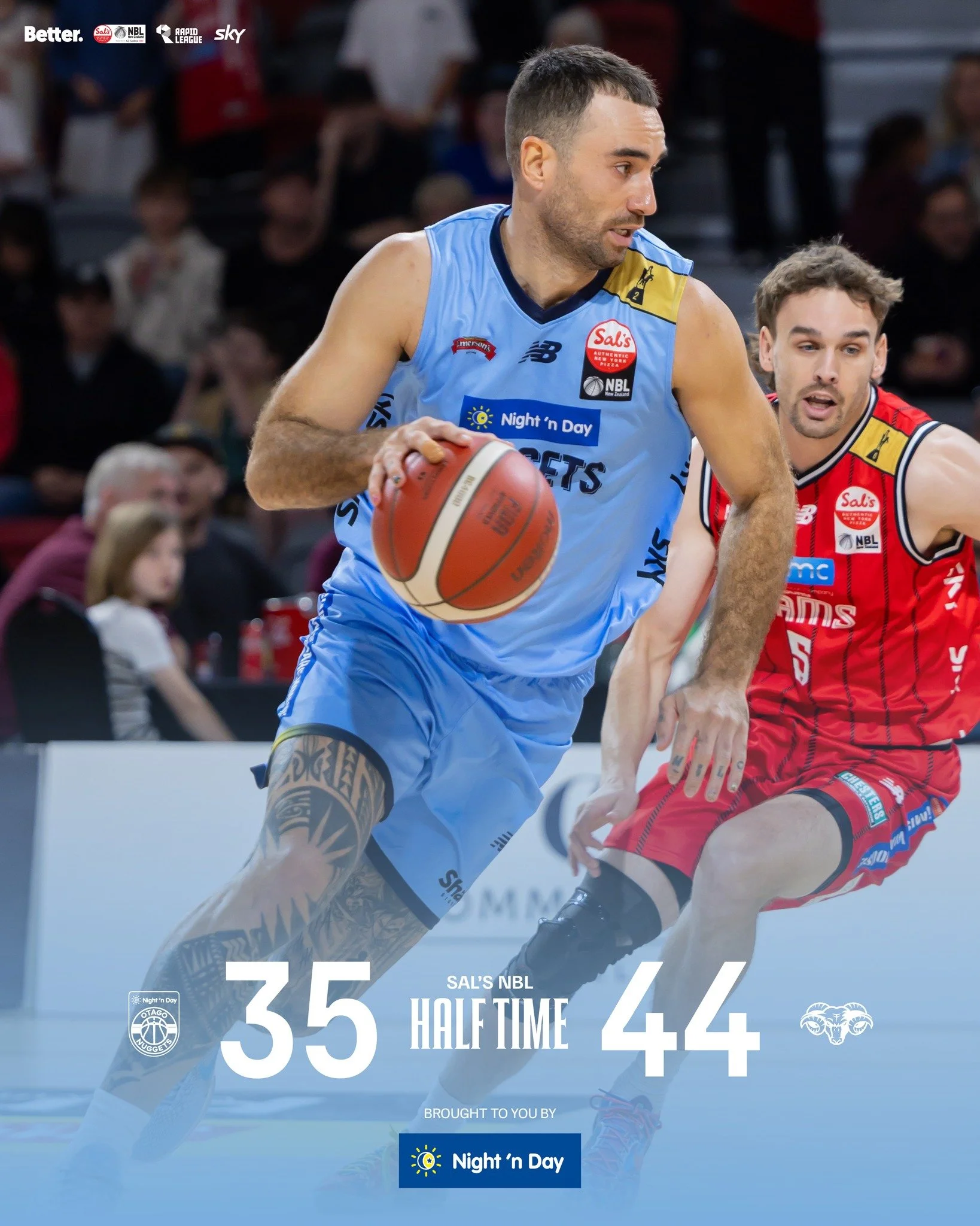 Down 9 at the break - time to flip it. 💥

@nznbl @skysportnz @bettercreativenz