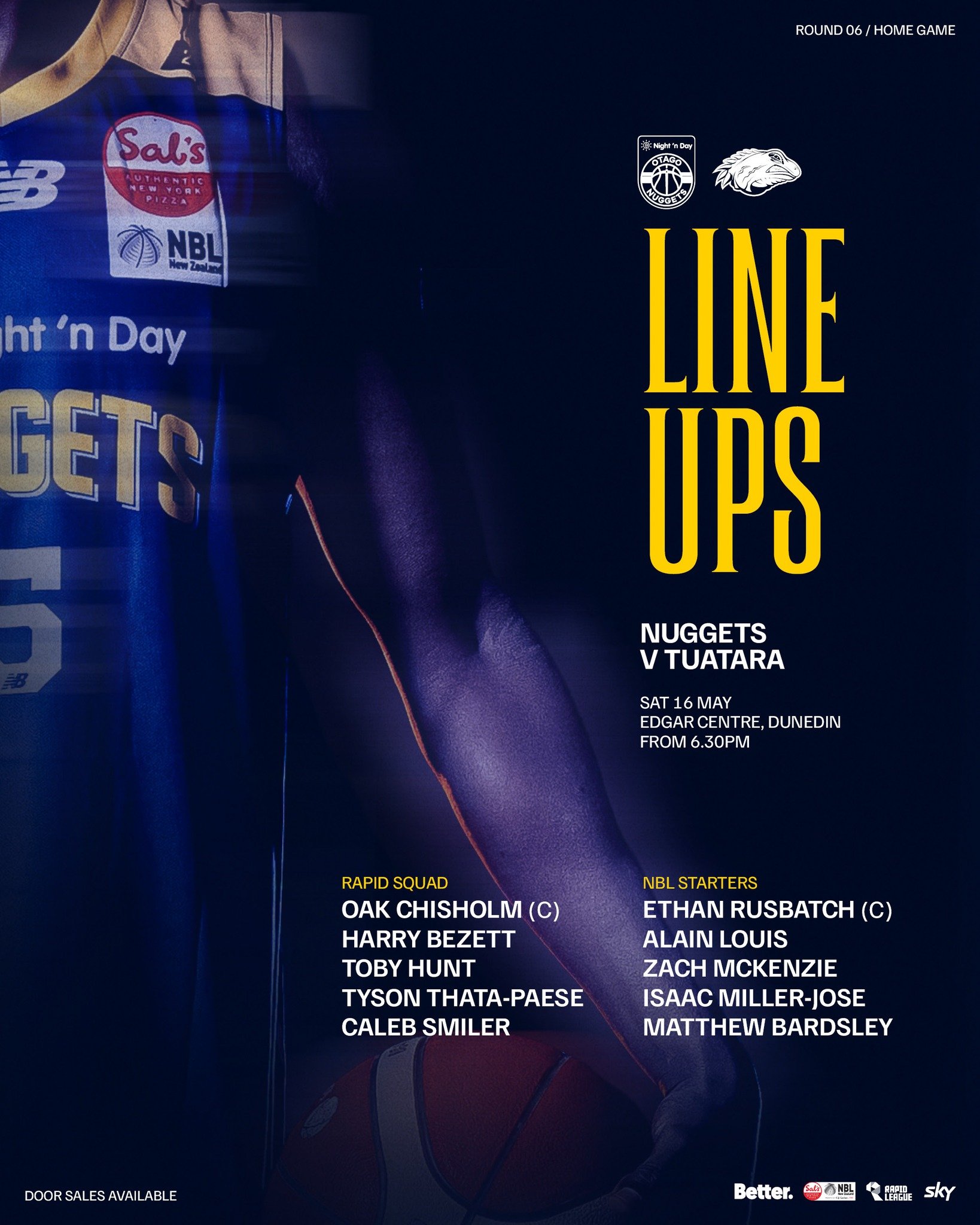 Your game day line up - brought to you by Night 'n Day 💙🏀

🏀 Nuggets vs Tuatara
⏰ Rapid League 6:30PM | NBL 7:30PM
📍 Edgar Centre, Dunedin
📺 Sky Sport
🌍 FIBA Youtube

🎟 Tickets available online now + door sales available
https://www.iticket.co