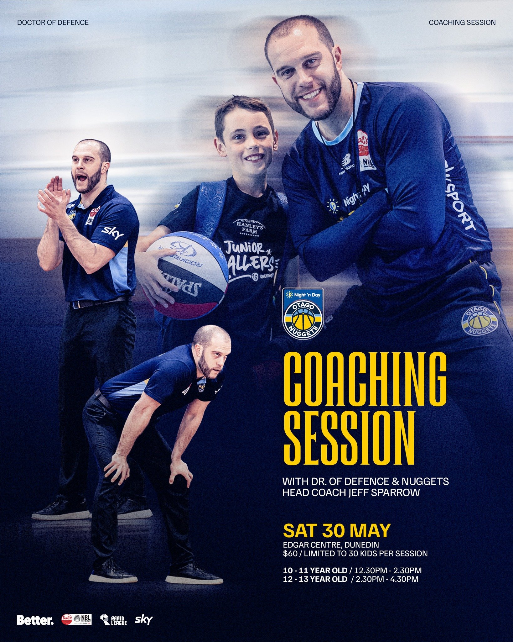 🚨 LAST CHANCE! 🚨
Only a few spots remaining for the Jeff Sparrow clinics (10&ndash;13 years) 🏀
Register now before it sells out 👊🔥

@nznbl @skysportnz @bettercreativenz