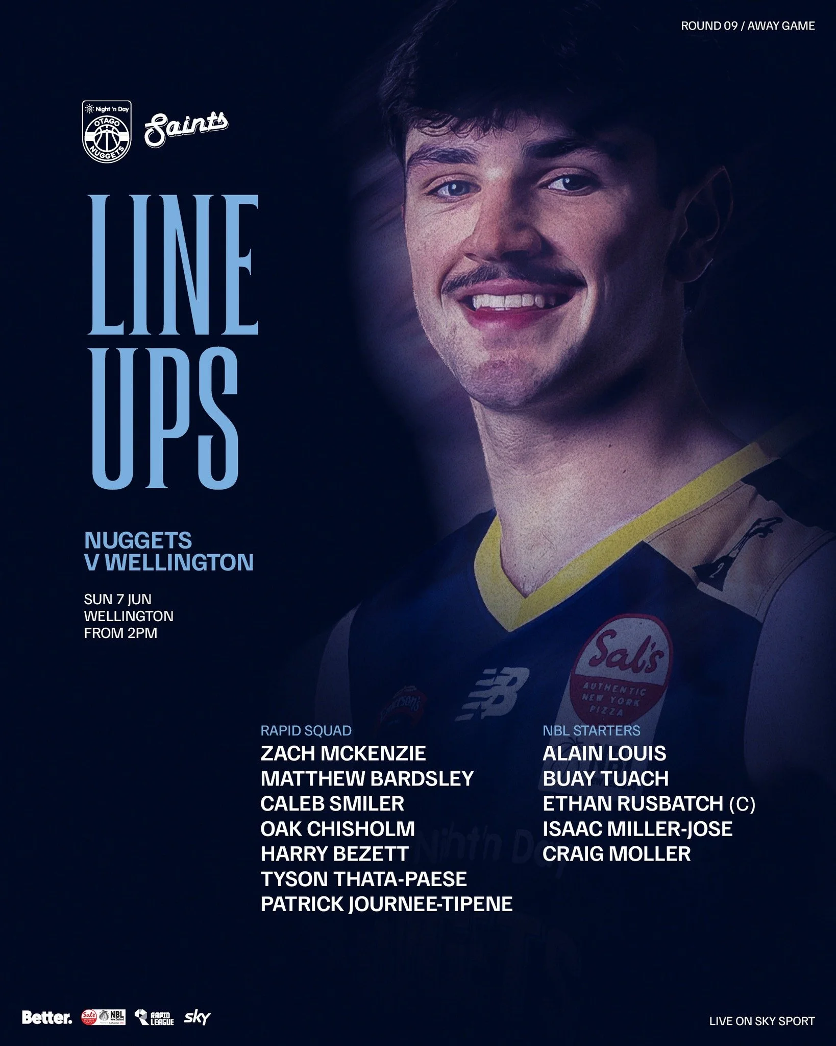 Your game day line up - brought to you by Night 'n Day 💙🏀

🏀 Nuggets vs Saints
⏰ Rapid League 2PM | NBL 3PM
📍TSB Arena, Wellington
📺 Sky Sport
🌍 FIBA YouTube

@nznbl @skysportnz @bettercreativenz @nightndaynz