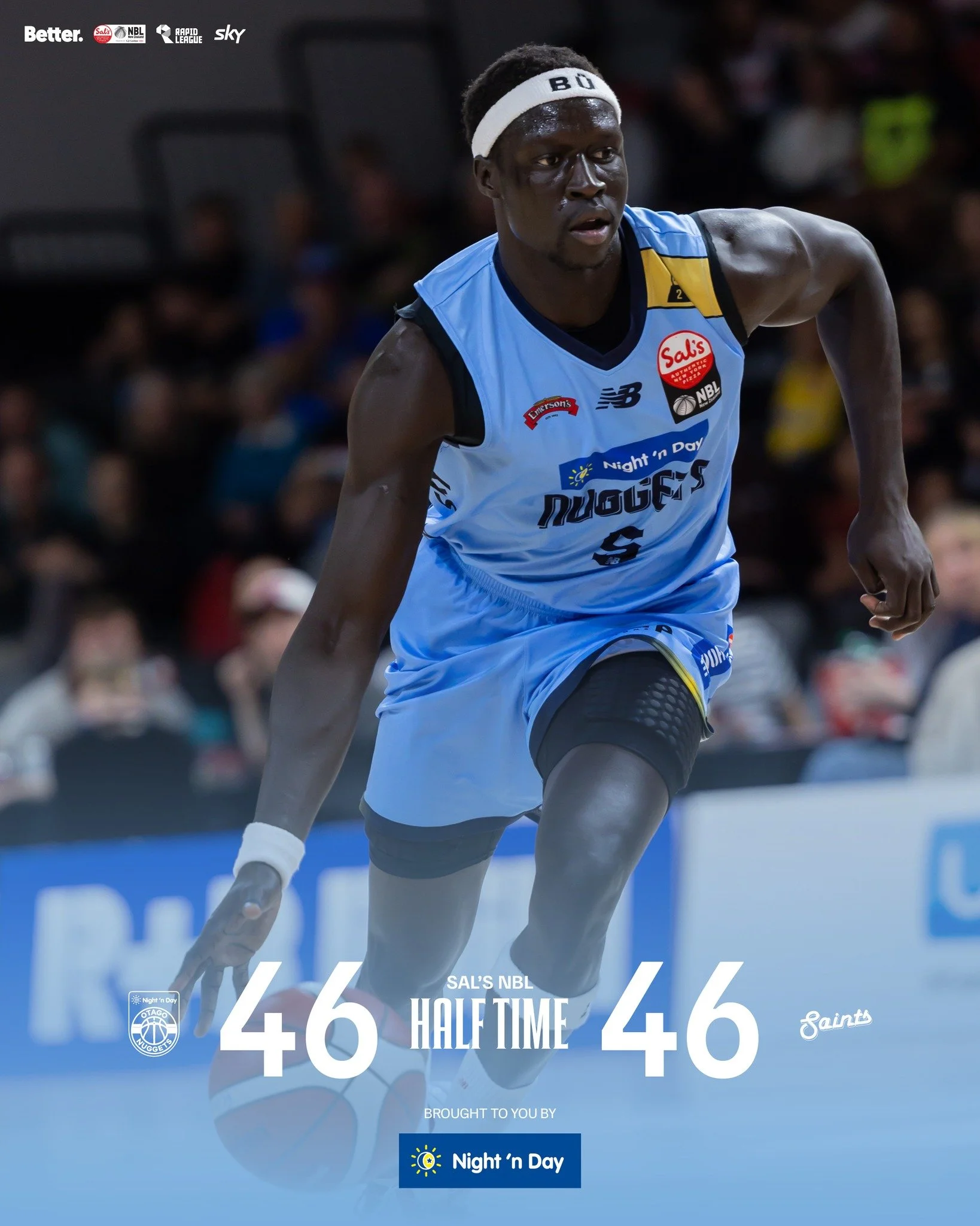 💙💛 Half Time

Deadlocked at half time. Two quarters to go and everything to play for.

@nznbl @skysportnz @bettercreativenz