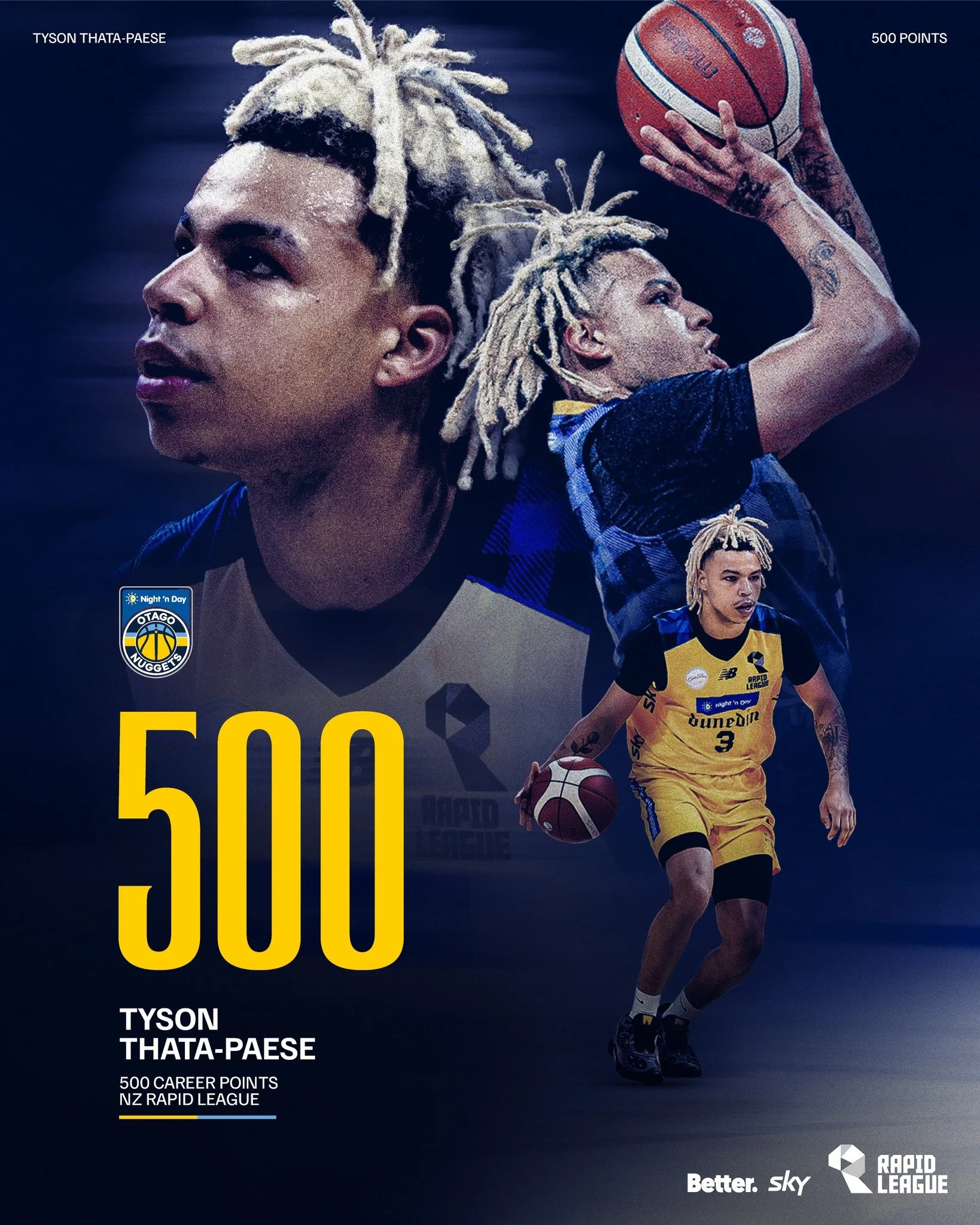 HISTORY MADE 🔥

Tyson Thata-Paese is the first player in NZ Rapid League history to score 500 career points. 👏🏀

Congratulations, Tyson! 💙💛

@nznbl @skysportnz @bettercreativenz @tyson_thatapaese