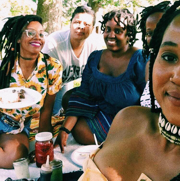  My friends and I and my Summer Solstice Picnic in 2018. 