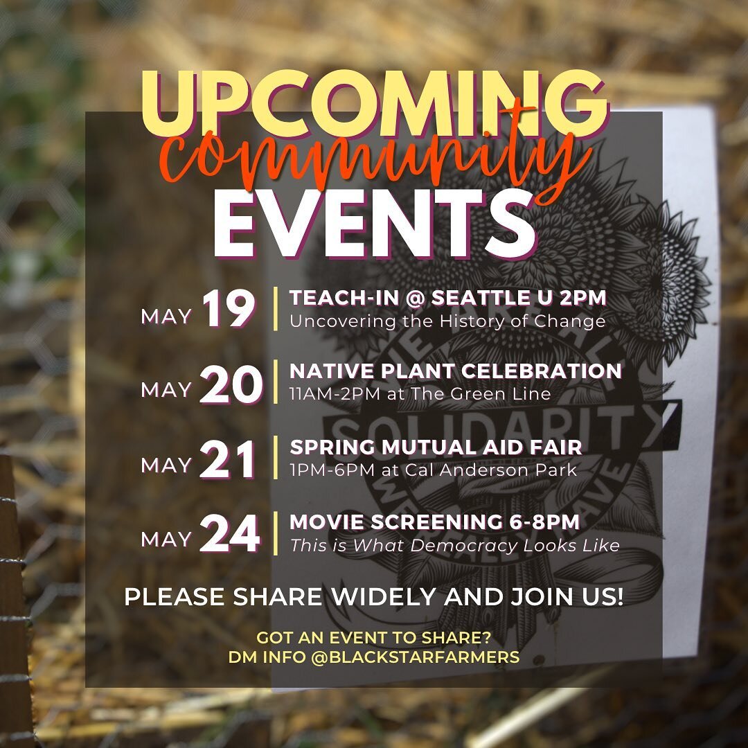 Upcoming community events! This is obviously a non-comprehensive list; these are just a few of the events that our members will be attending in the next week. Hope to see y&rsquo;all there!

Picnic &amp; Teach-in: Uncovering History of Change at SU h
