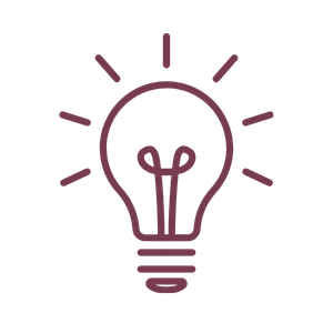 Illustration of a light bulb with a pair of scissors inside, surrounded by lines indicating light.