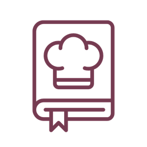 Outline of a chef's hat on a recipe book with a bookmark