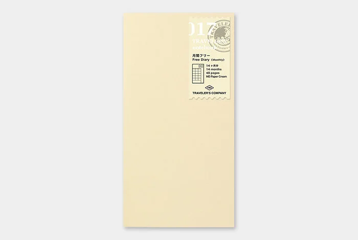 Traveler's Company Japan - Regular Notebook Refill (017) Free Diary Monthly