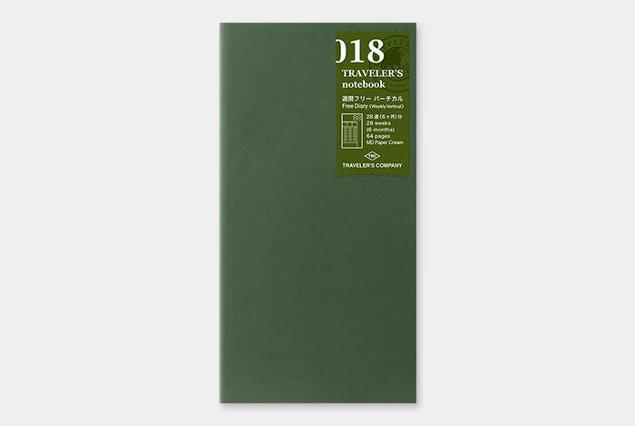 Traveler's Company Japan - Regular Notebook Refill (018) Free Diary Weekly