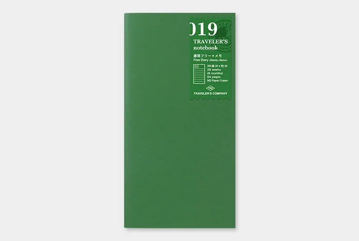 Traveler's Company Japan - Regular Notebook Refill (019) Free Diary Weekly + Grid