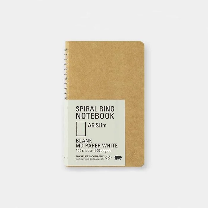 Traveler's Company Japan - Spiral Ring Notebook, Blank Midori Paper A6 Slim