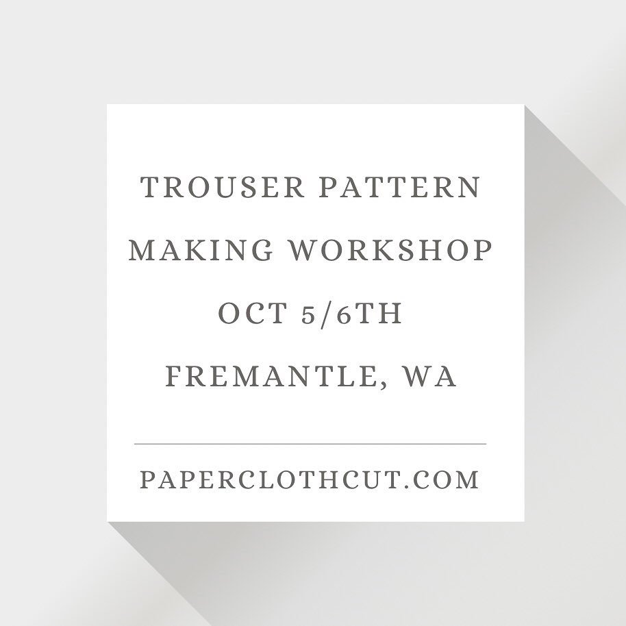 Create a personalised trouser pattern that fits you!
In the lovely studio at @bukeshla Fremantle. 
October 5/6th two days of learning.
Tickets on sale in the Shop on my website 
Www.paperclothcut.com
.
Please ask if you have any questions! Descriptio