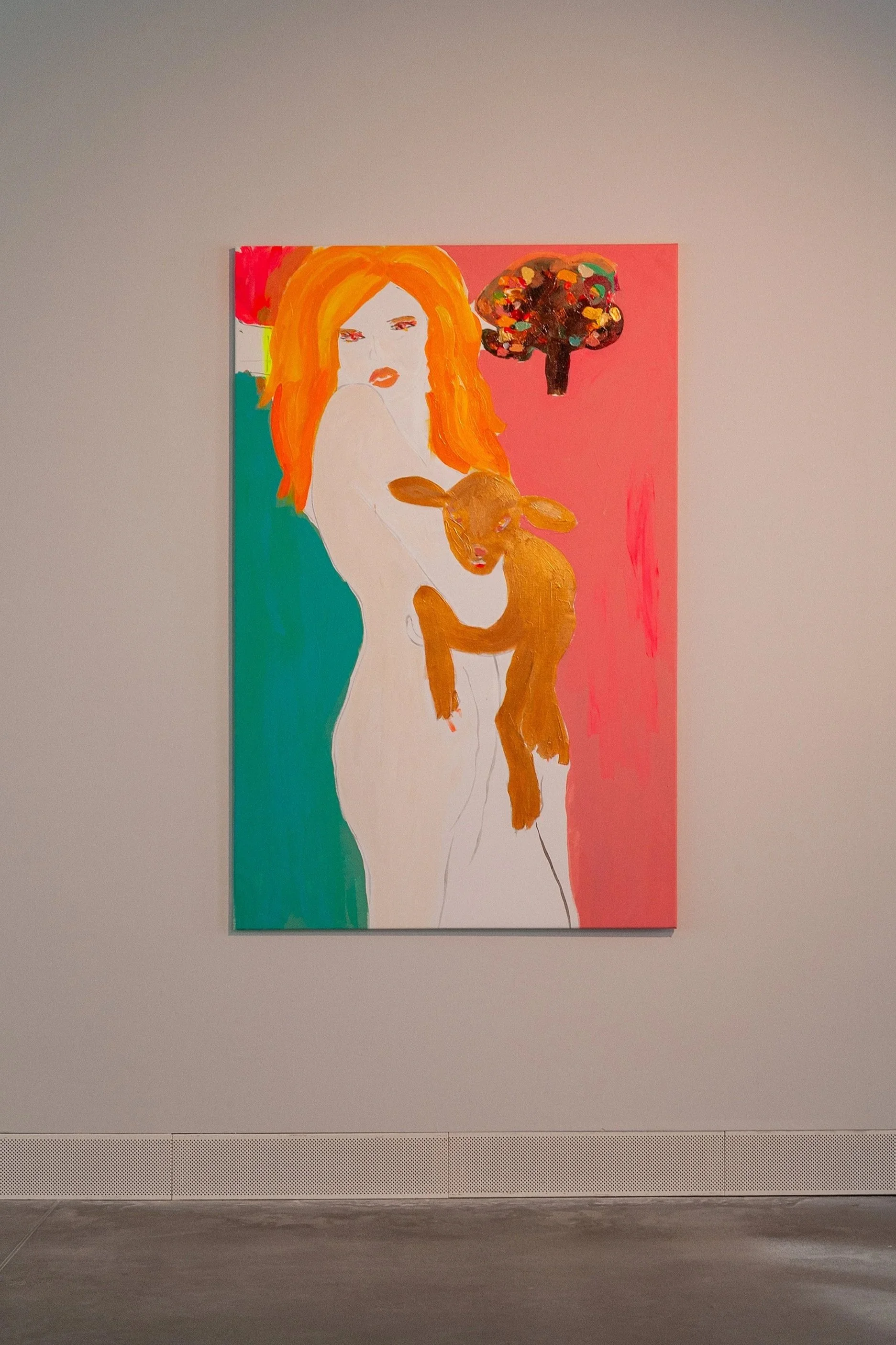 Alona Harpaz
Lamb held in safe hands, 2025, Acrylic and spray on canvas, 170 x 140 cm, Courtesy the artist
Foto: ©Waldemar Brzezinski
