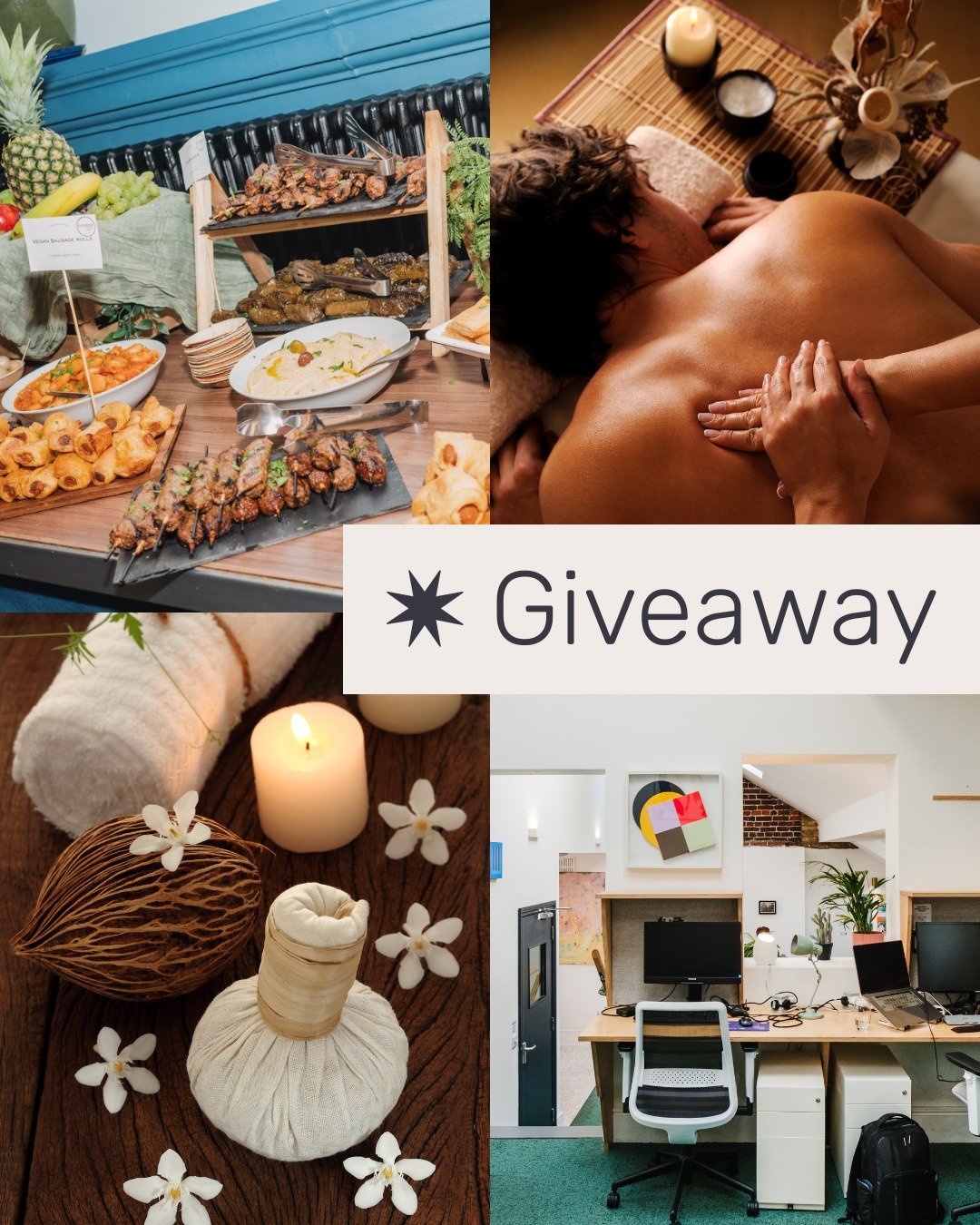 ✷ Giveaway time! ✷

Treat yourself and a friend to the ultimate productive and pampered day with:
🍴 A dining experience for two at @nostos__hove 
💆&zwj;♀️ A massage treat for two at Little Jasmine Therapies &amp; Spa @day_spa_brighton
💻 X2 day pas