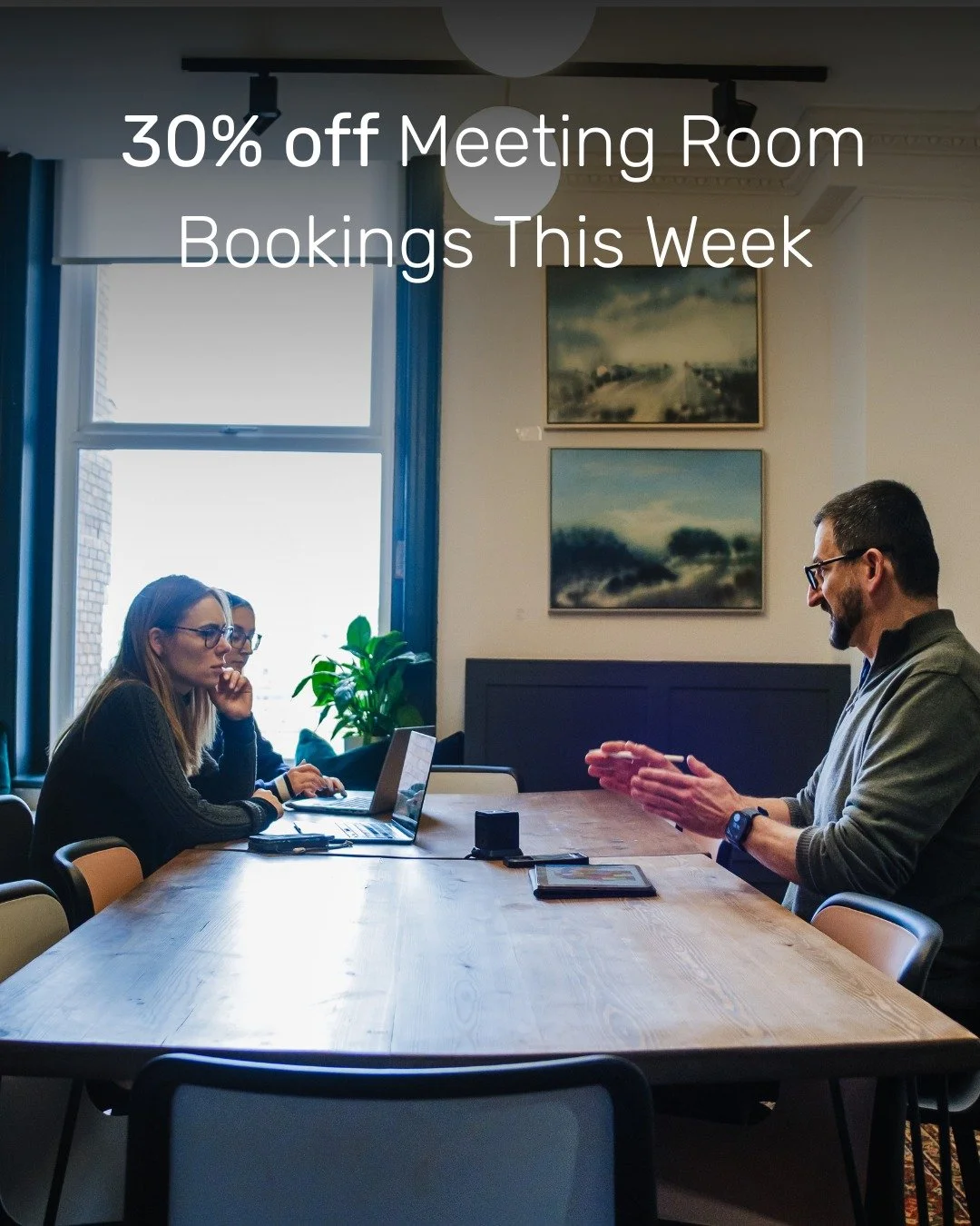 30% off Meeting Rooms 🎉

We have some last minute meeting room availability for the first week of June! 

If you need of space for your 1:1, brainstorming session, workshop or team meeting, we've got you covered. 

Our meeting room Chalk, which fits