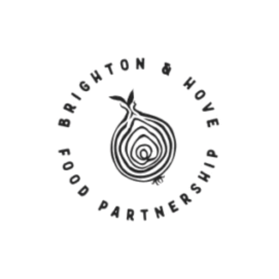 Logo of Brighton and Hove Food Partnership with the outlined drawing of an onion