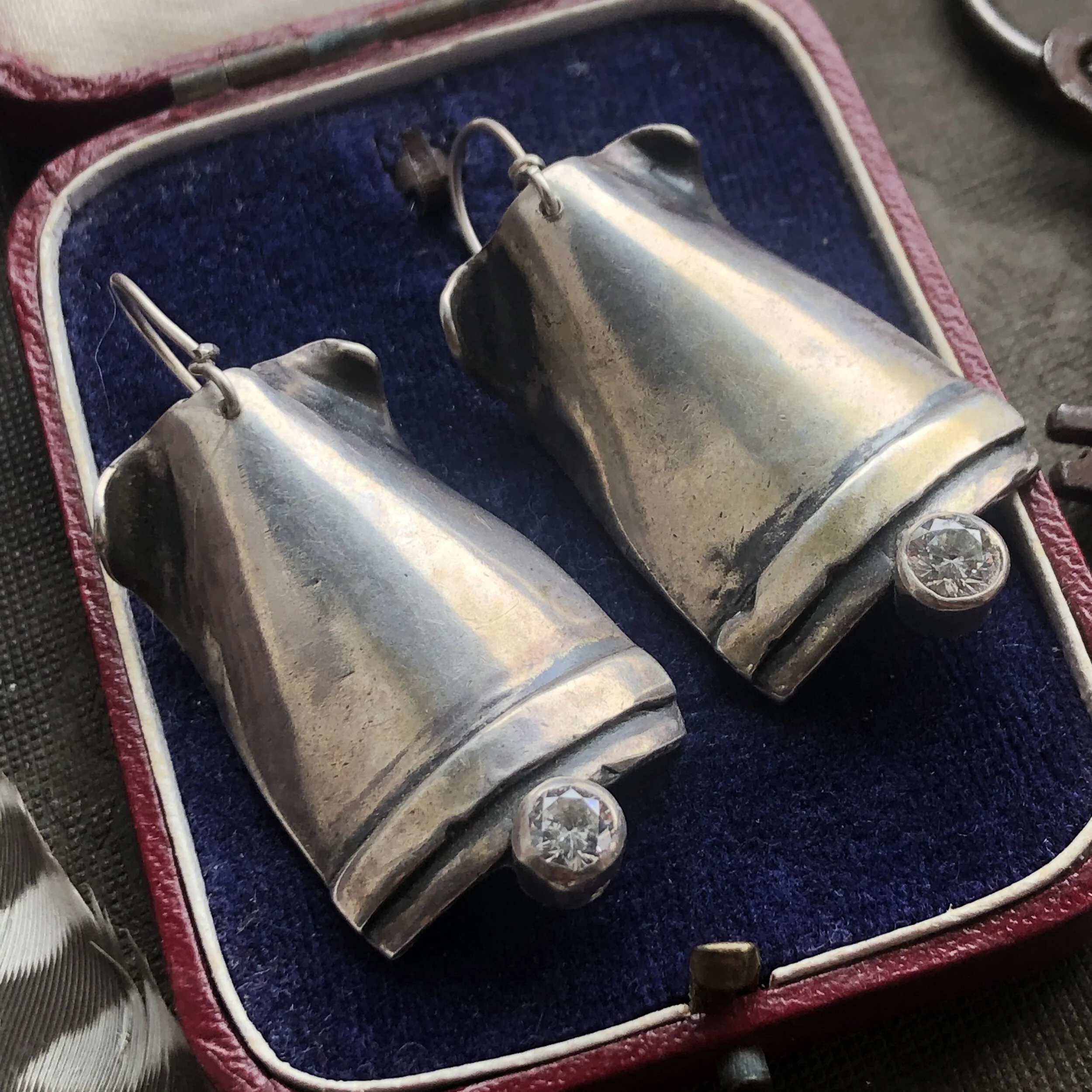 Vintage Sterling Silver and Cubic Zirconia Statement Earrings