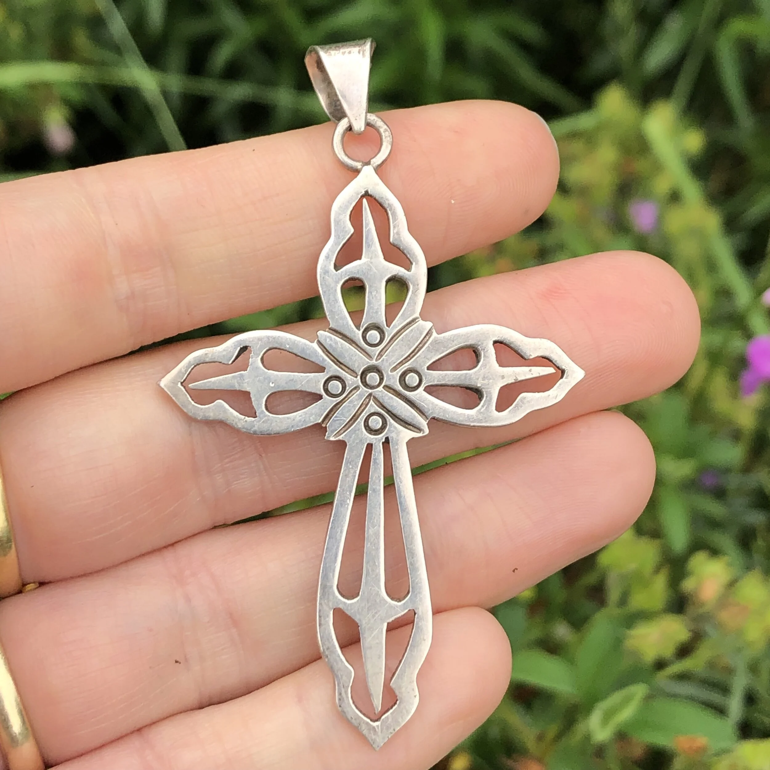 Vintage Sterling Silver Mexican Cross Pendant