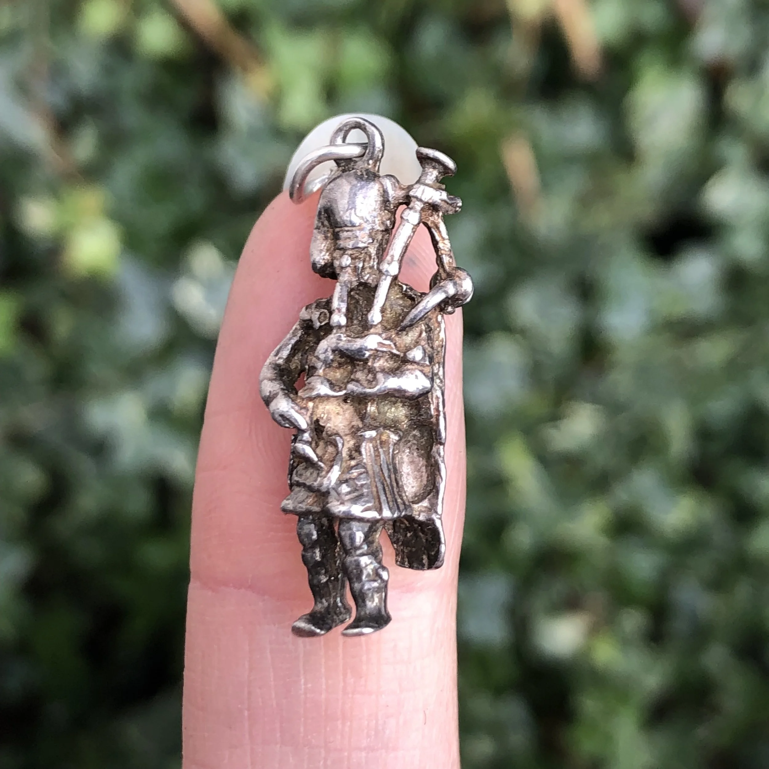 Vintage Sterling Silver Scottish Piper Pendant / Large Charm