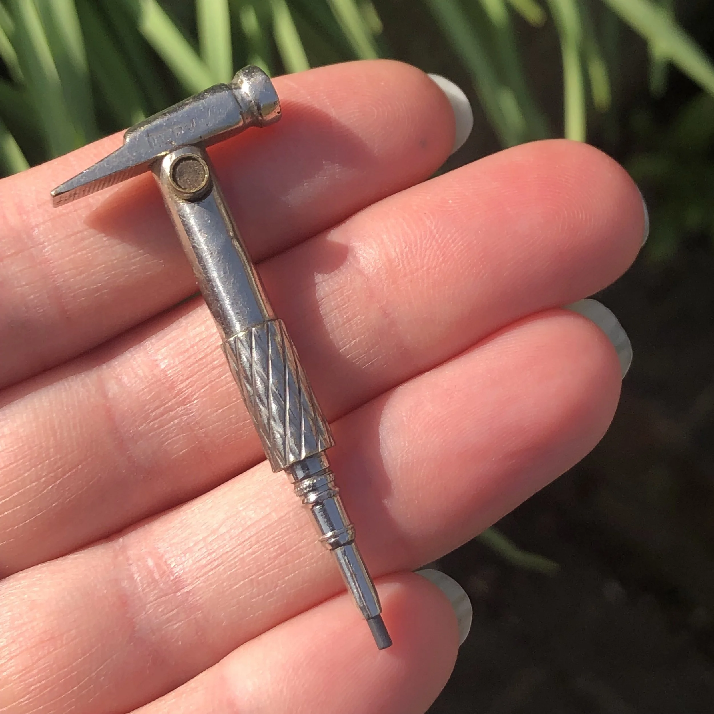 Victorian Rock Hammer Propelling Pencil with Stanhope of Isle of Wight