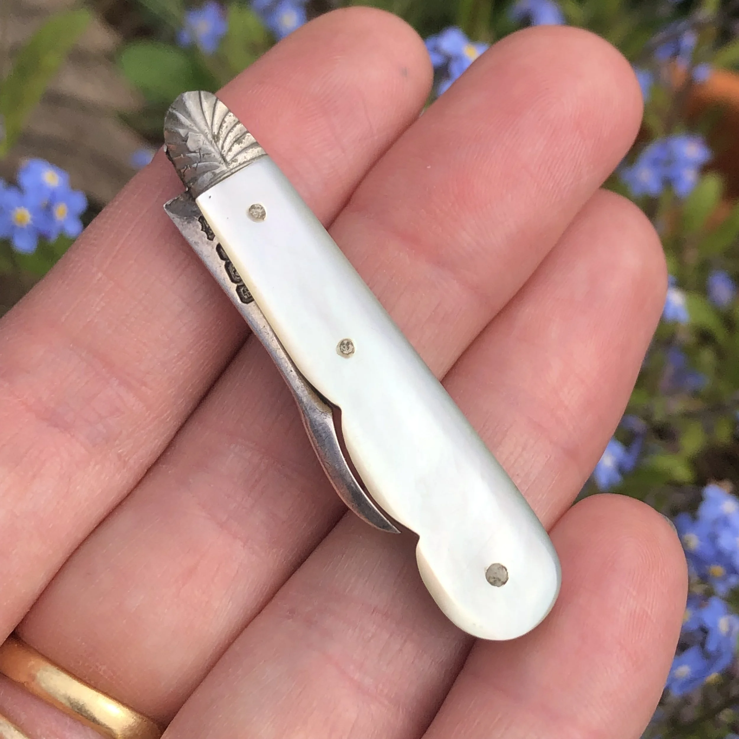 Antique Sterling Silver and Mop Folding Pick Tool - 1899