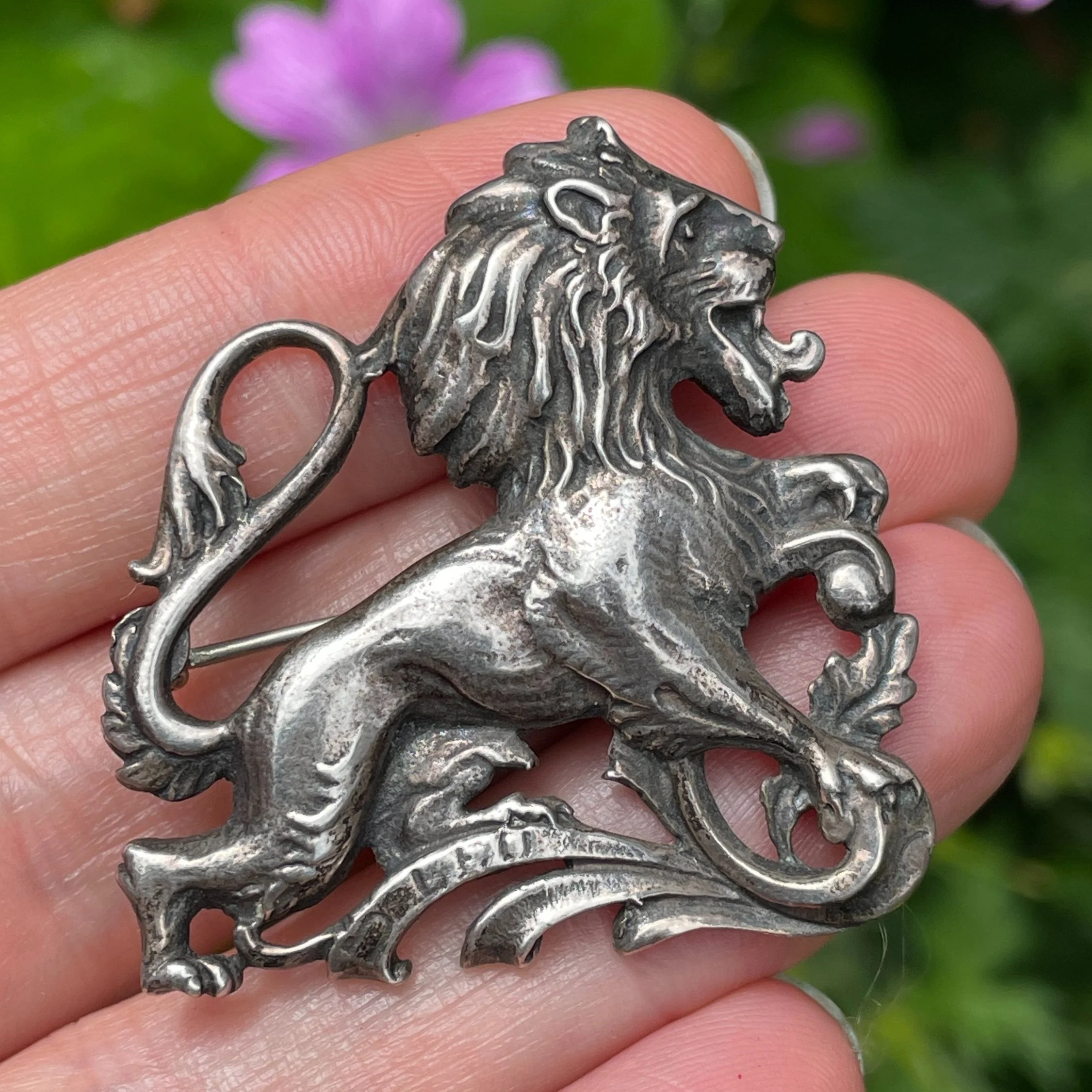 Vintage Sterling Silver Lion Brooch by Cini - Leo