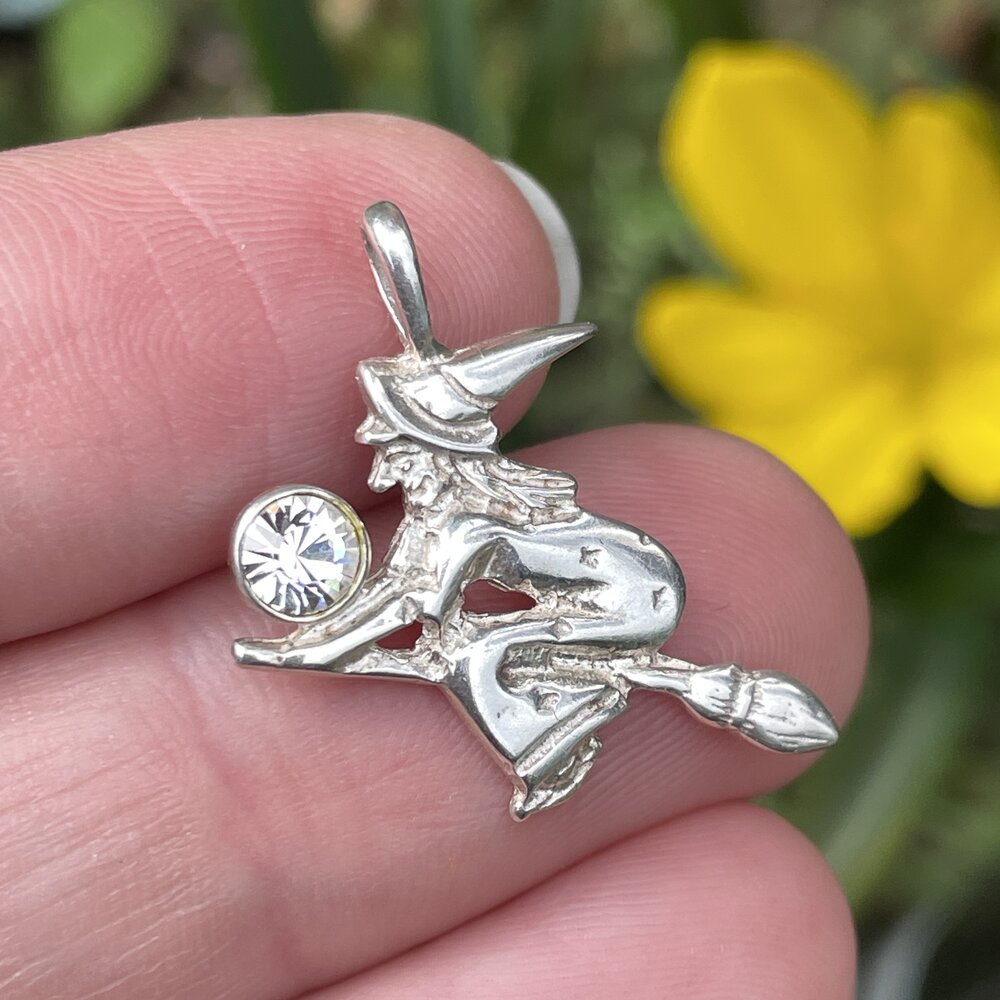 Sterling Silver Witch Charm Pendant