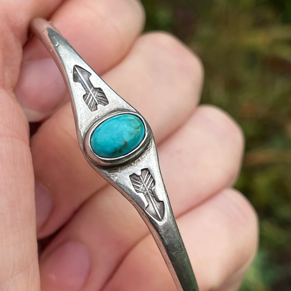 Silver and shop turquoise cuff bracelet
