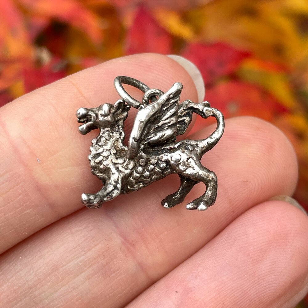 Vintage Sterling Silver Dragon Pendant or Larger Charm The Ruby Foxes